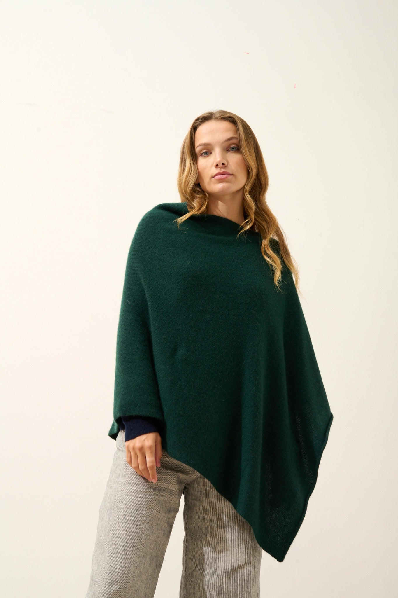 ASHLEY poncho boat neck cypress