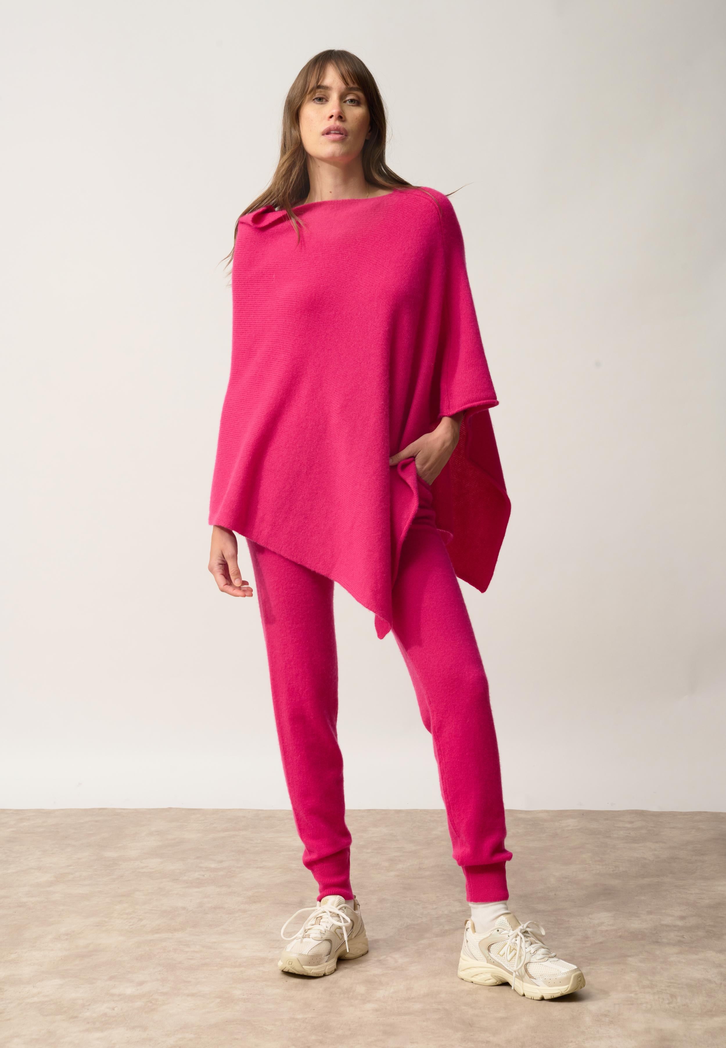 ASHLEY poncho col bateau fuchsia