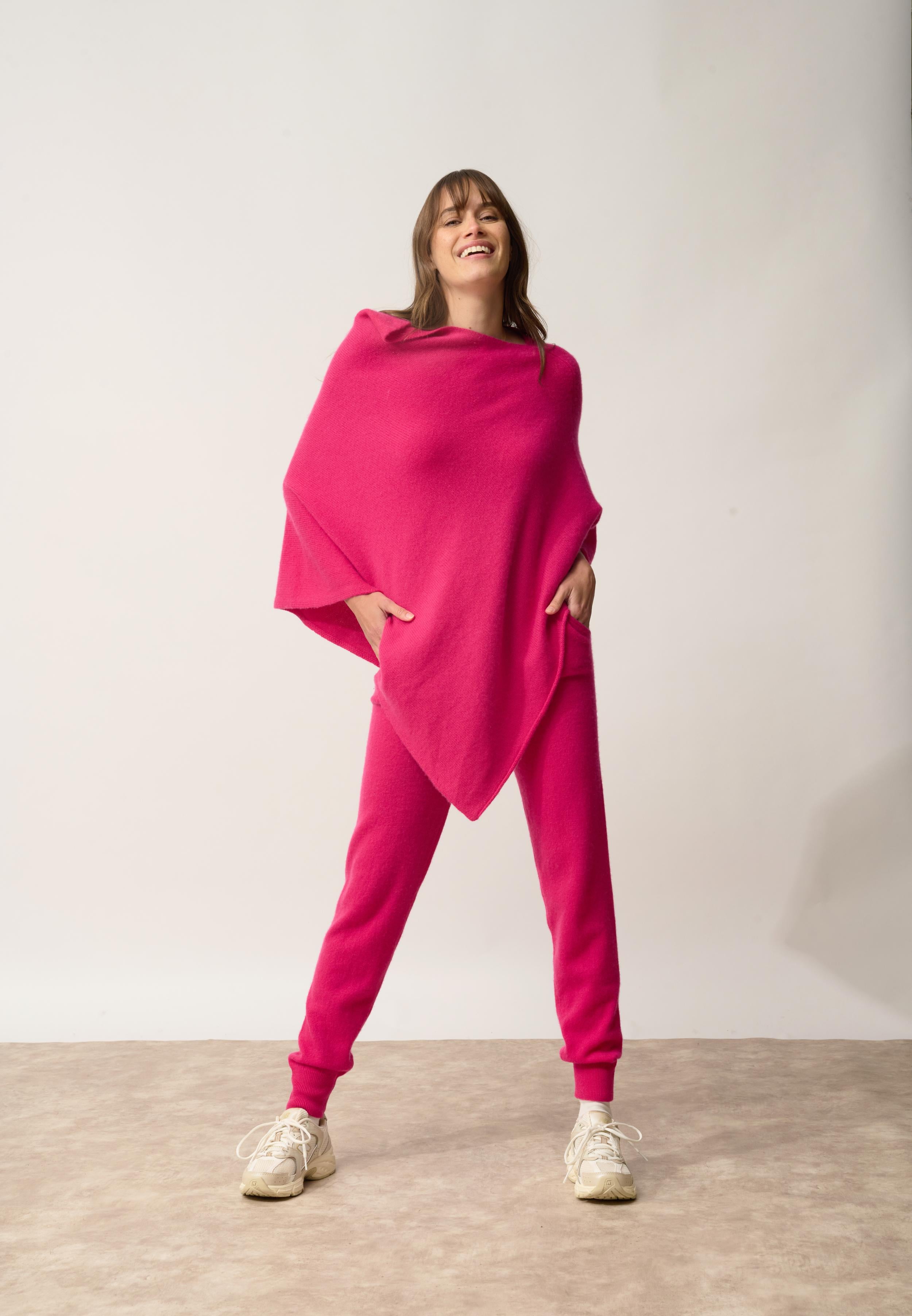 ASHLEY poncho col bateau fuchsia