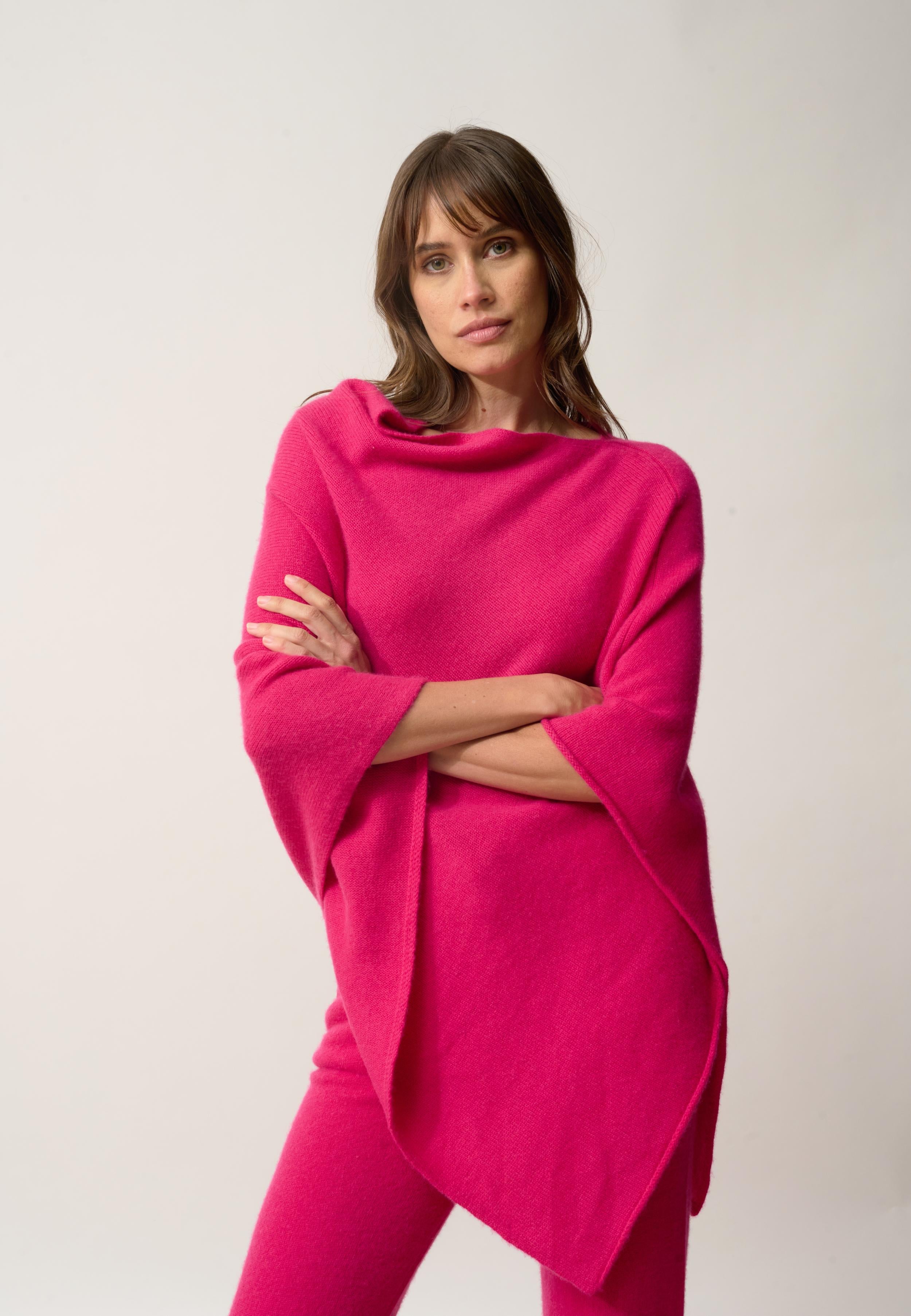 ASHLEY poncho col bateau fuchsia
