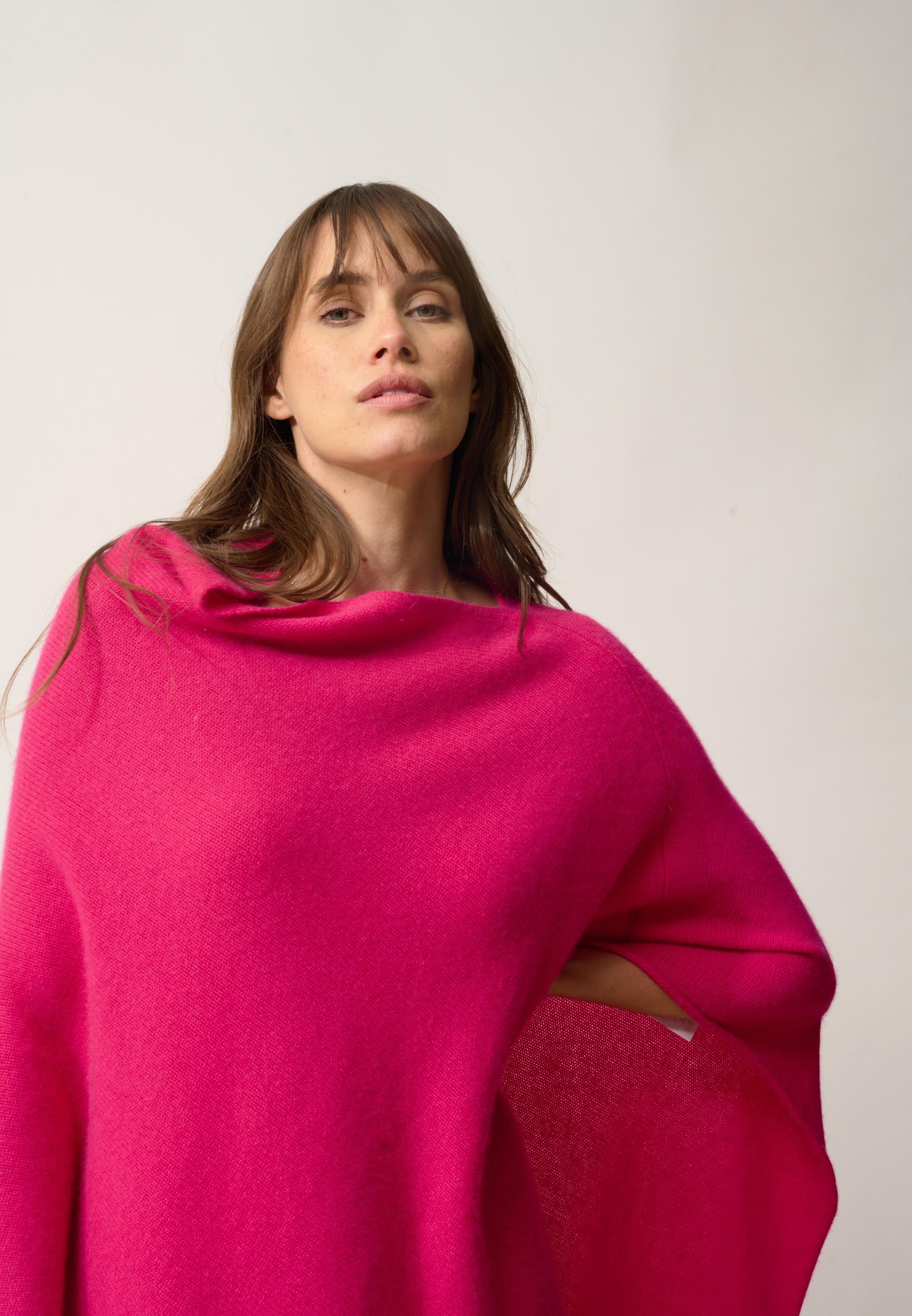 ASHLEY poncho col bateau fuchsia