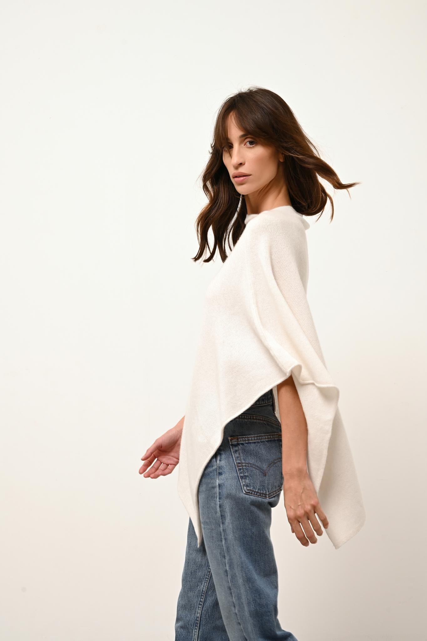 ASHLEY poncho col bateau ivoire