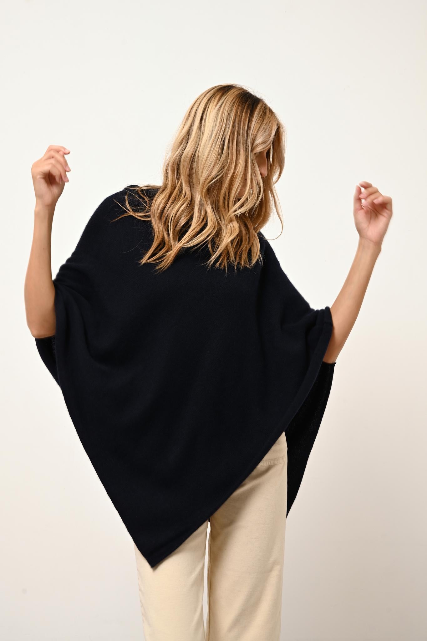 ASHLEY poncho col bateau navy