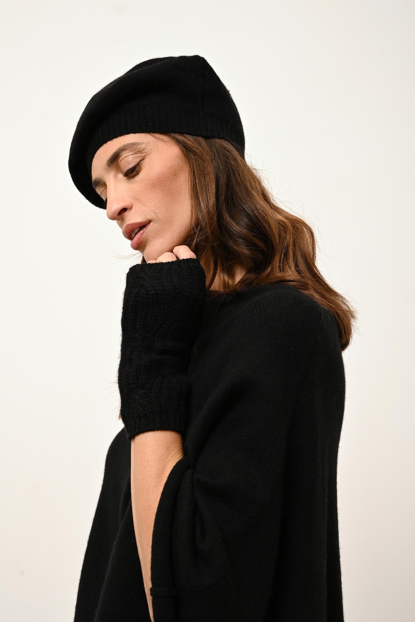 ASHLEY poncho col bateau noir