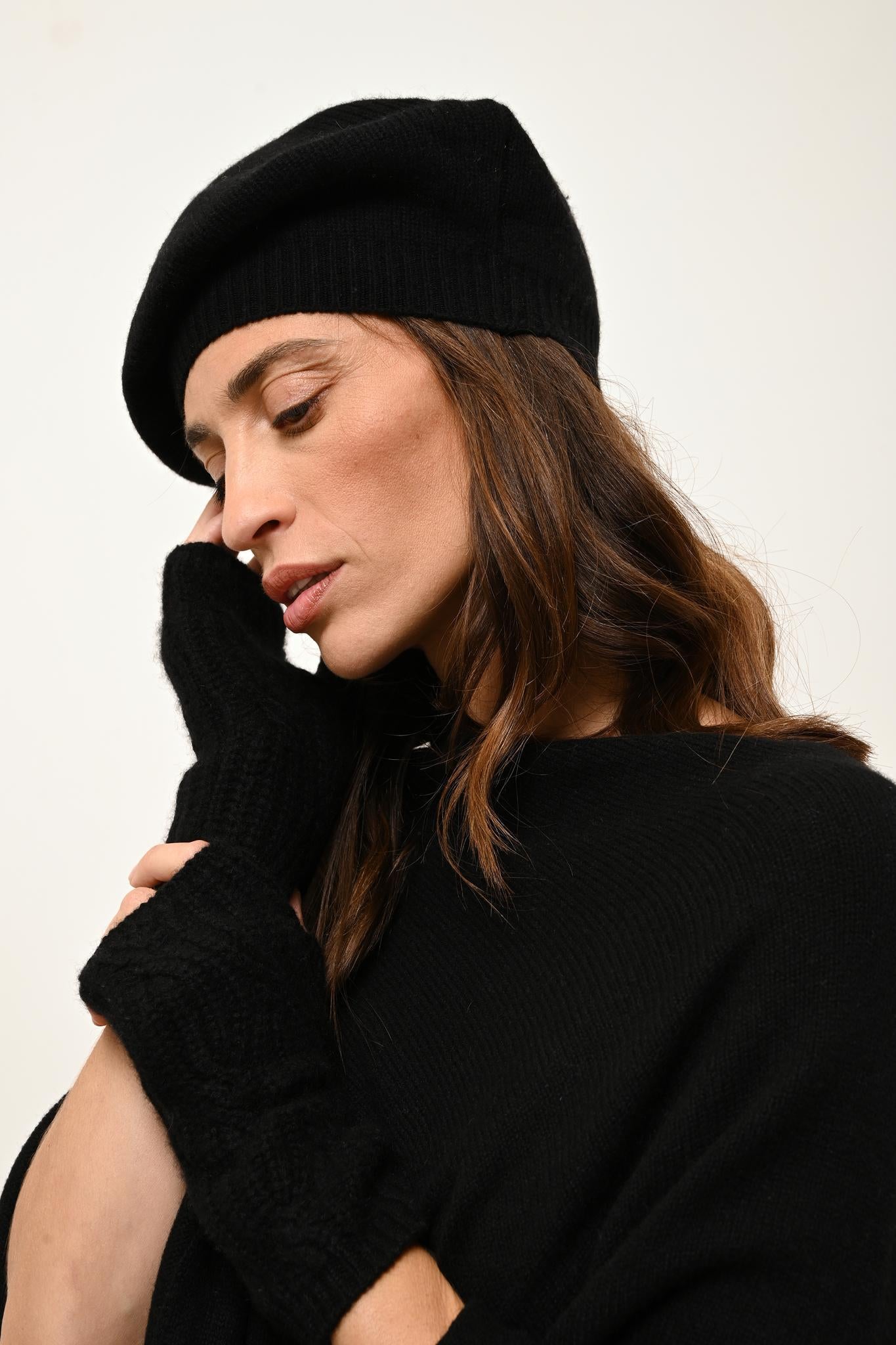 ASHLEY poncho col bateau noir