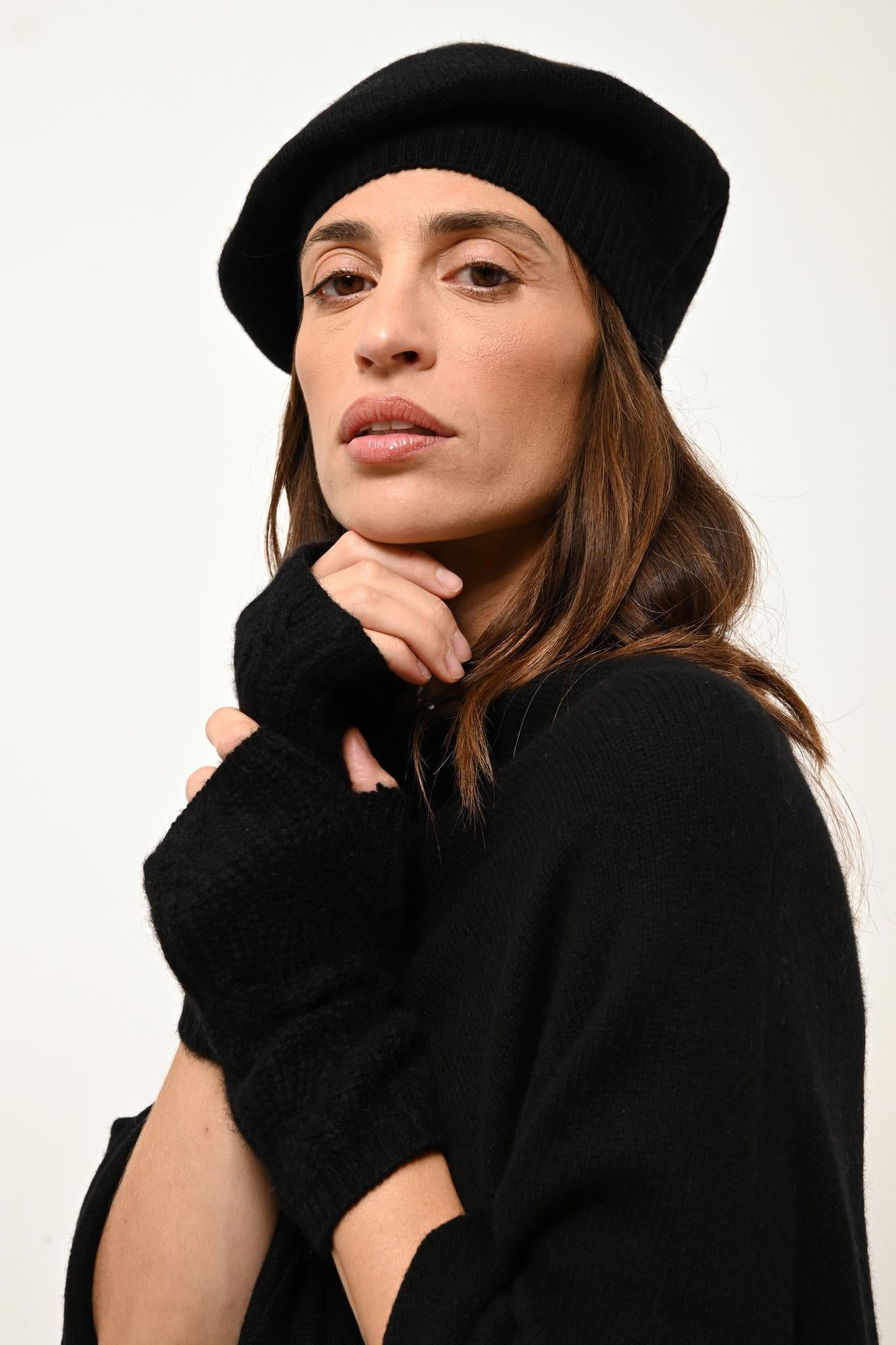 ASHLEY poncho col bateau noir