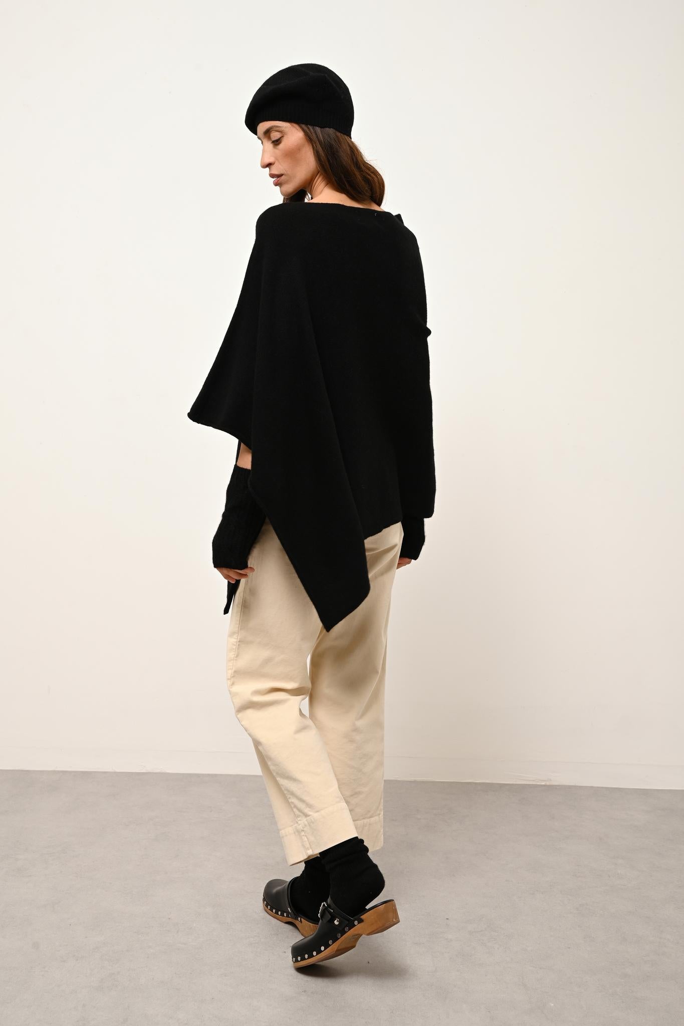 ASHLEY poncho col bateau noir