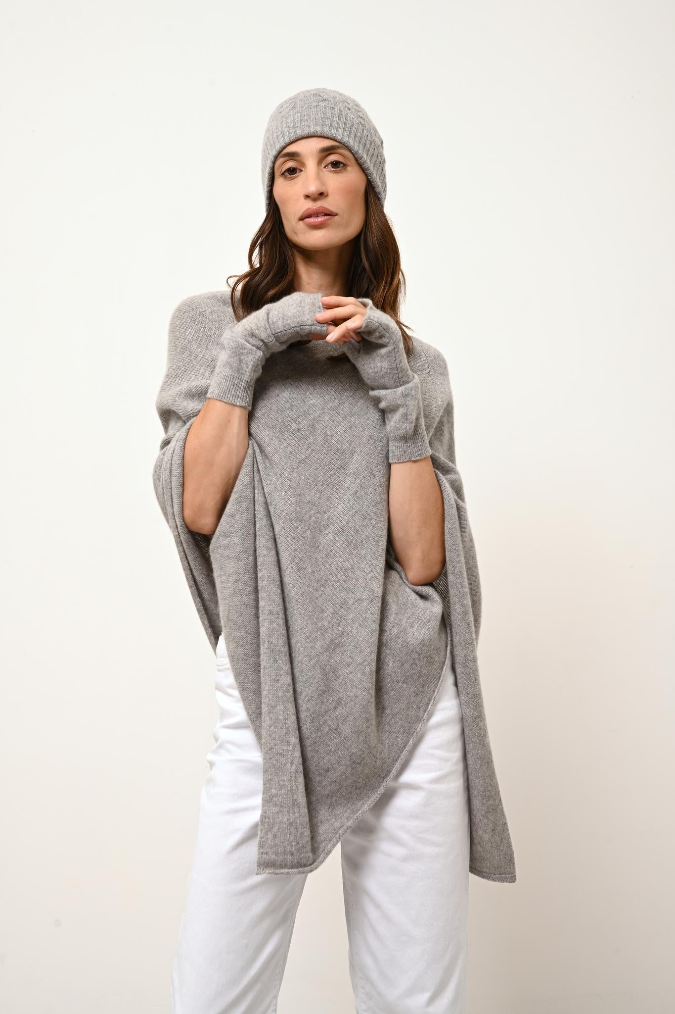 ASHLEY poncho col bateau nuage chiné