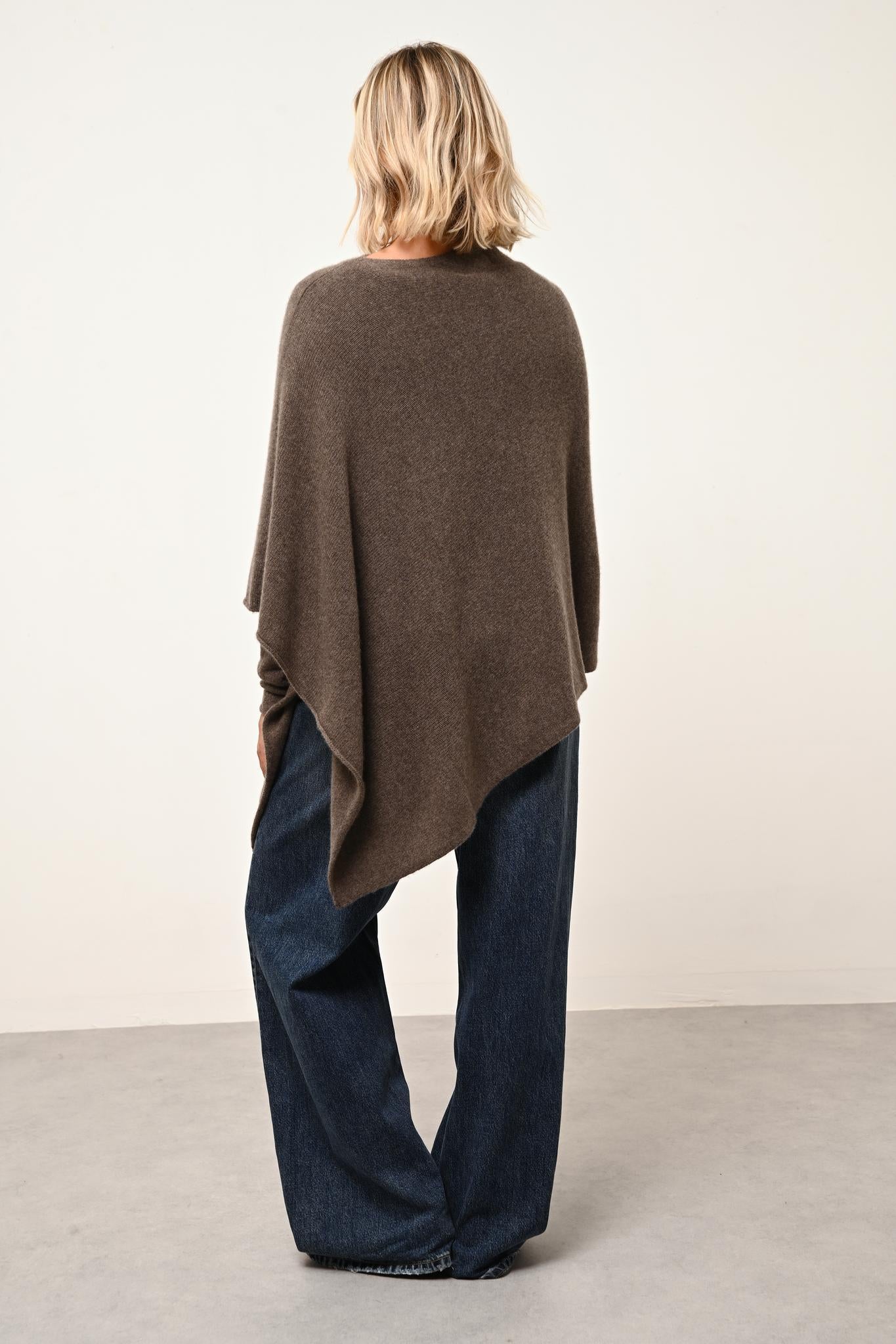 ASHLEY poncho col bateau taupe chiné