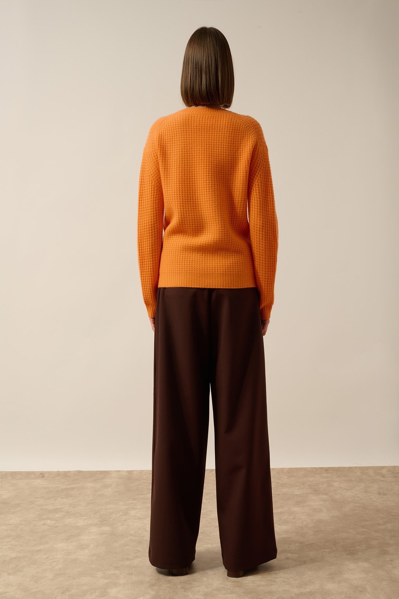 ASSAM 6-ply round neck sweater in melon