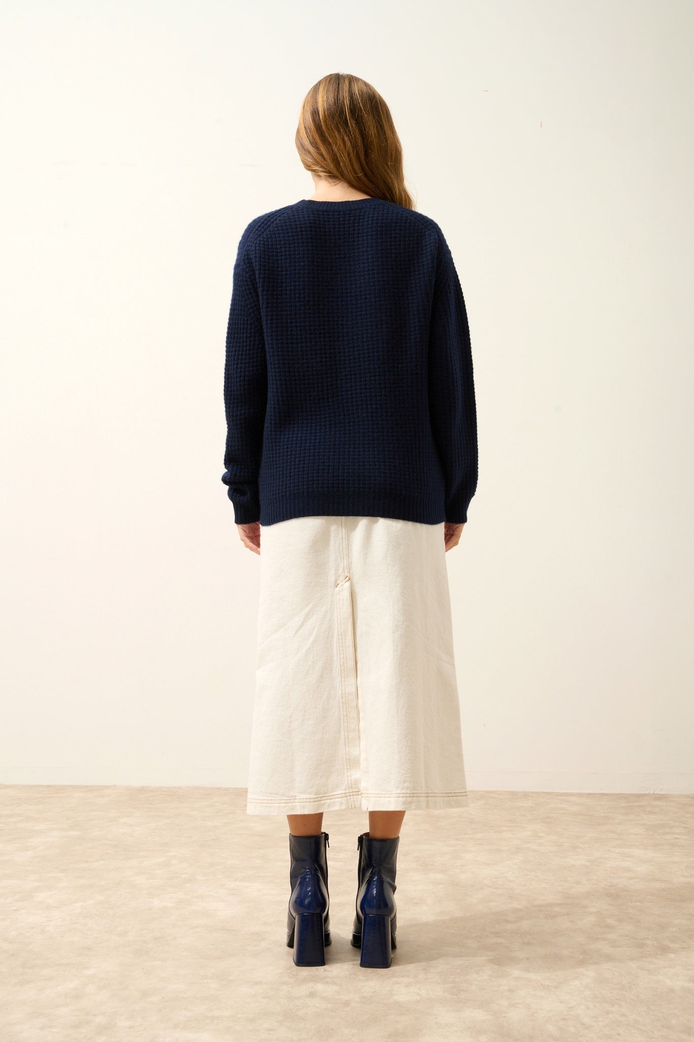 ASSAM navy round-neck sweater