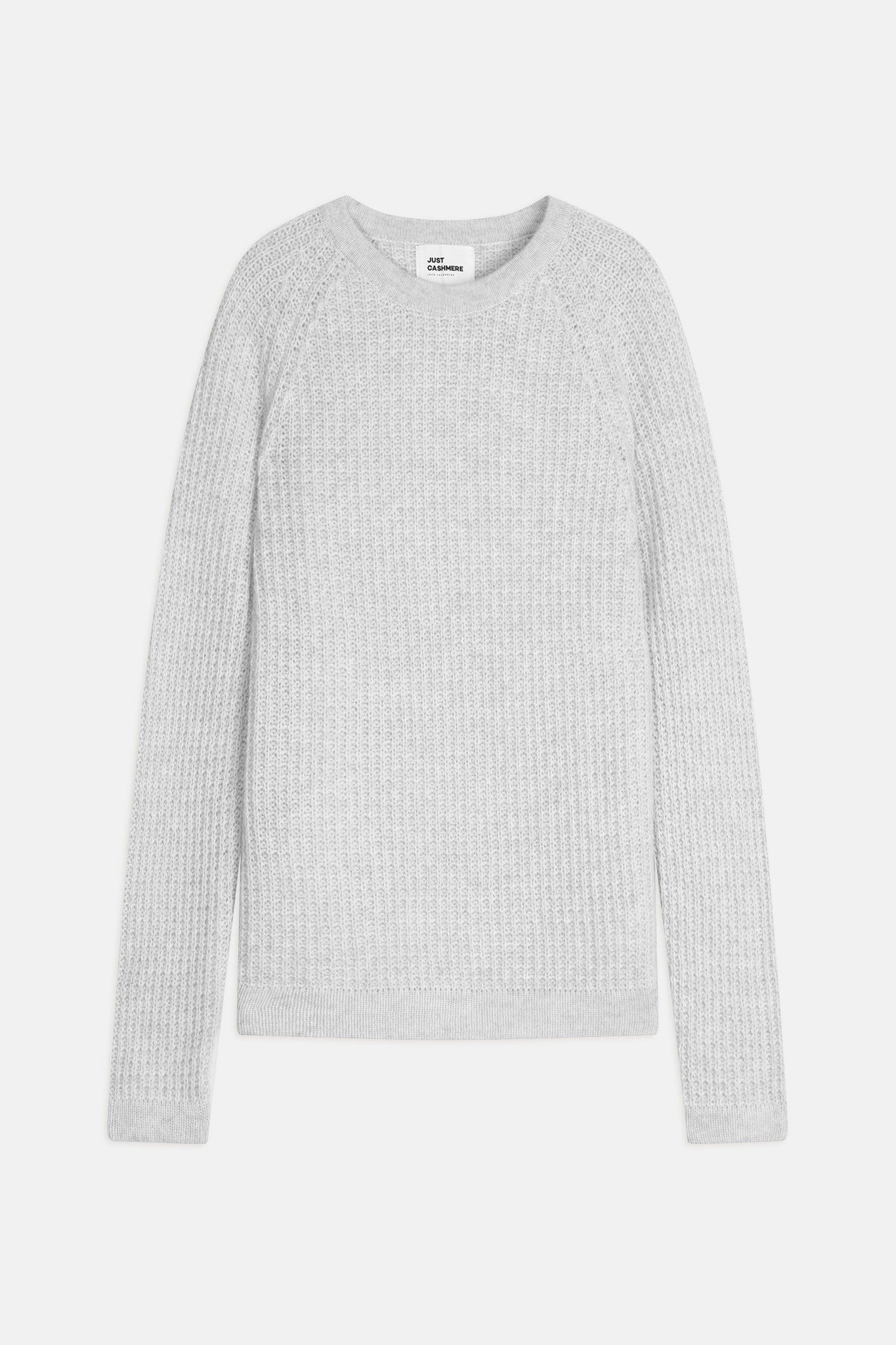 astrée pull col rond 6 fils gris perle chiné