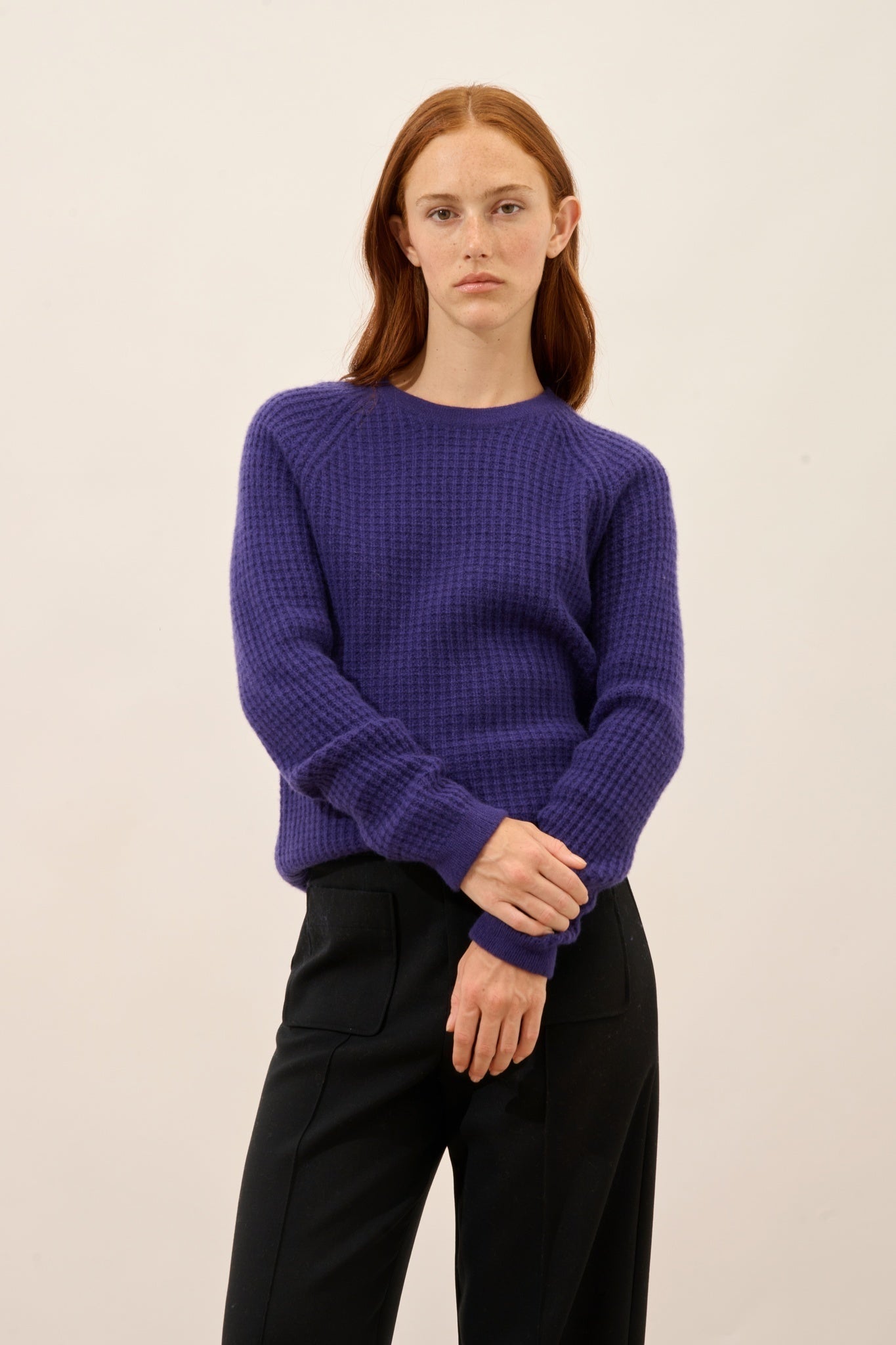ASTRÉE pull col rond 6 fils purple