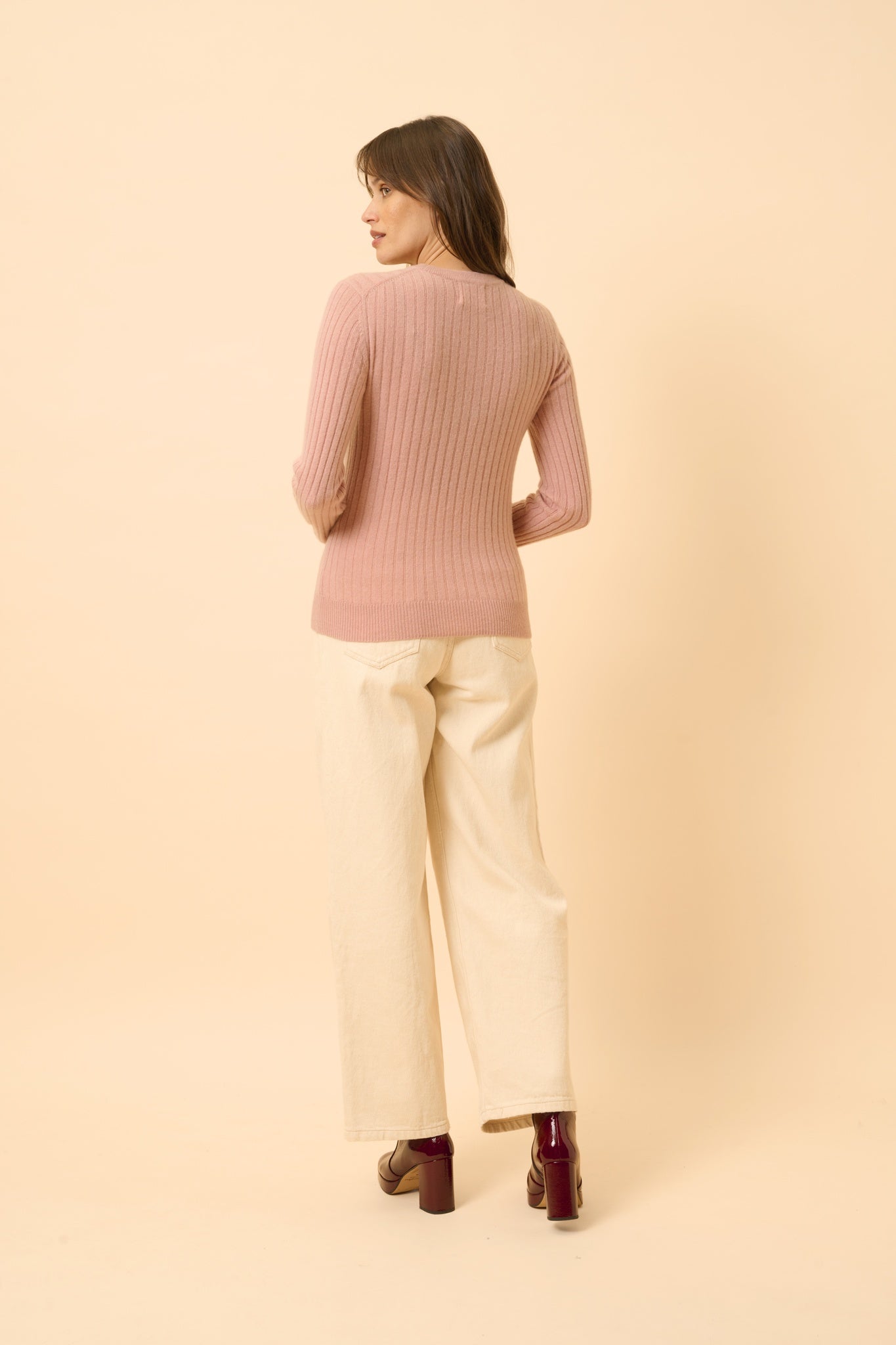 AVANA pull col rond bois de rose