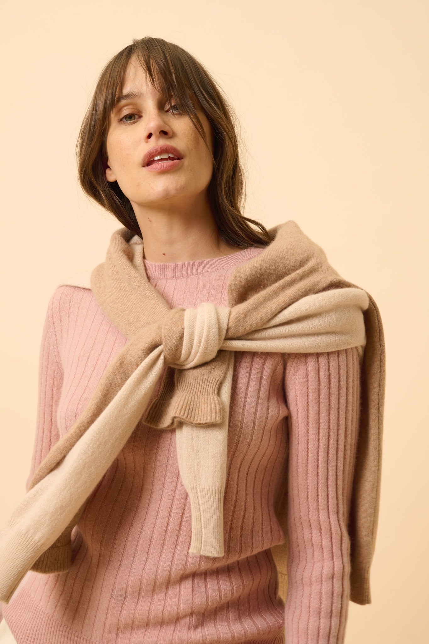 AVANA pull col rond bois de rose