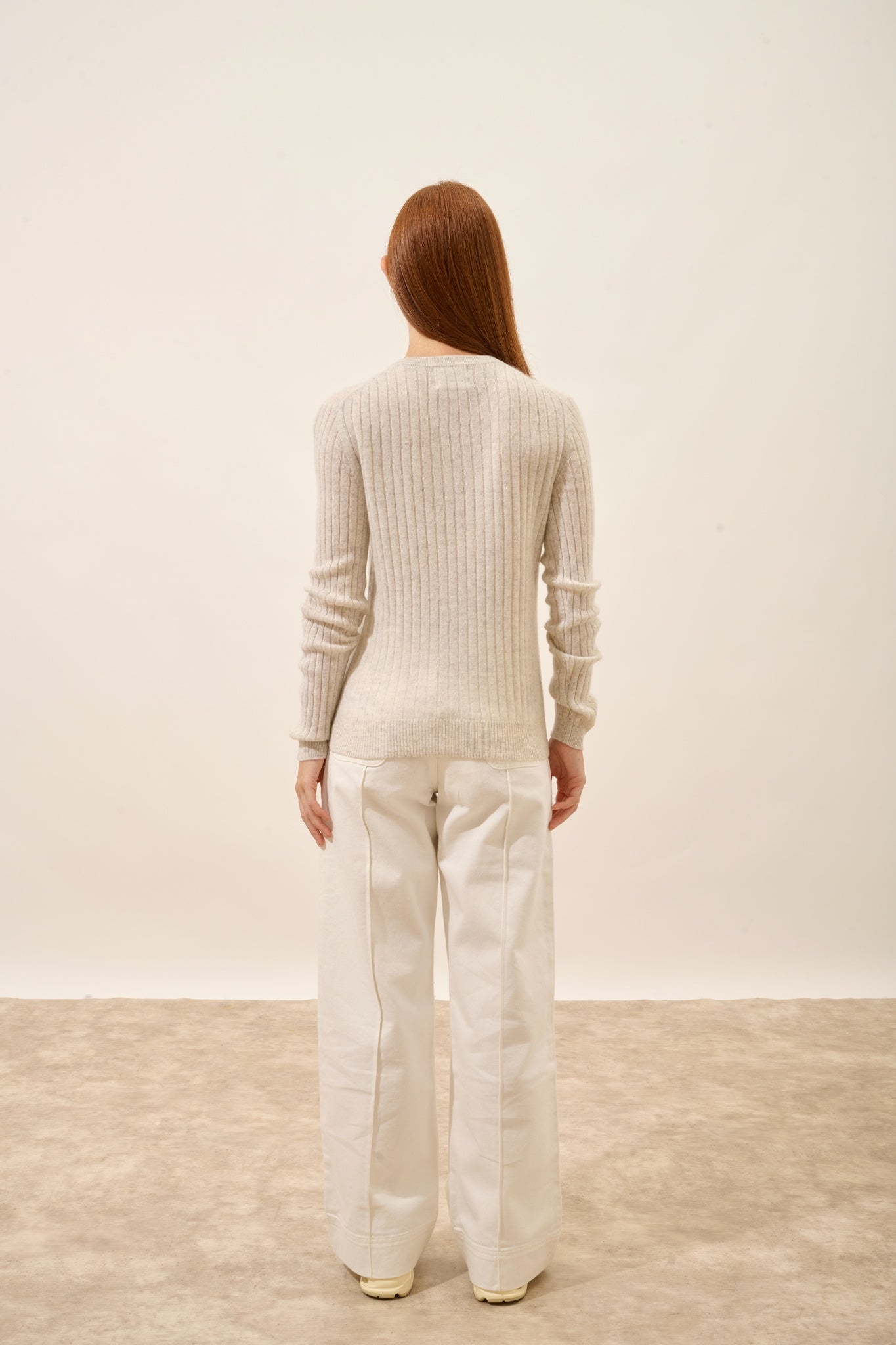 AVANA pull col rond gris perle chiné