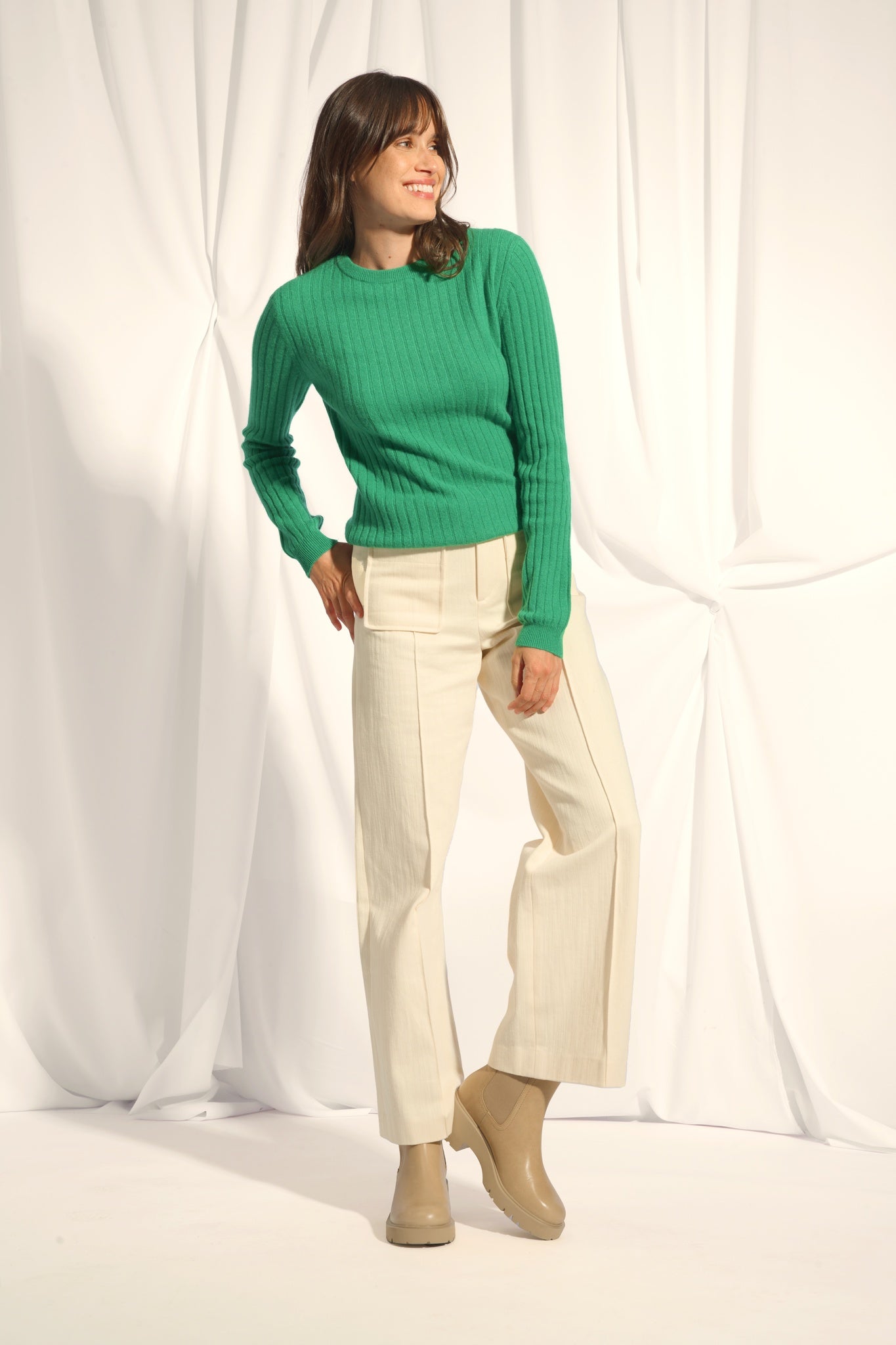 AVANA pull col rond menthe