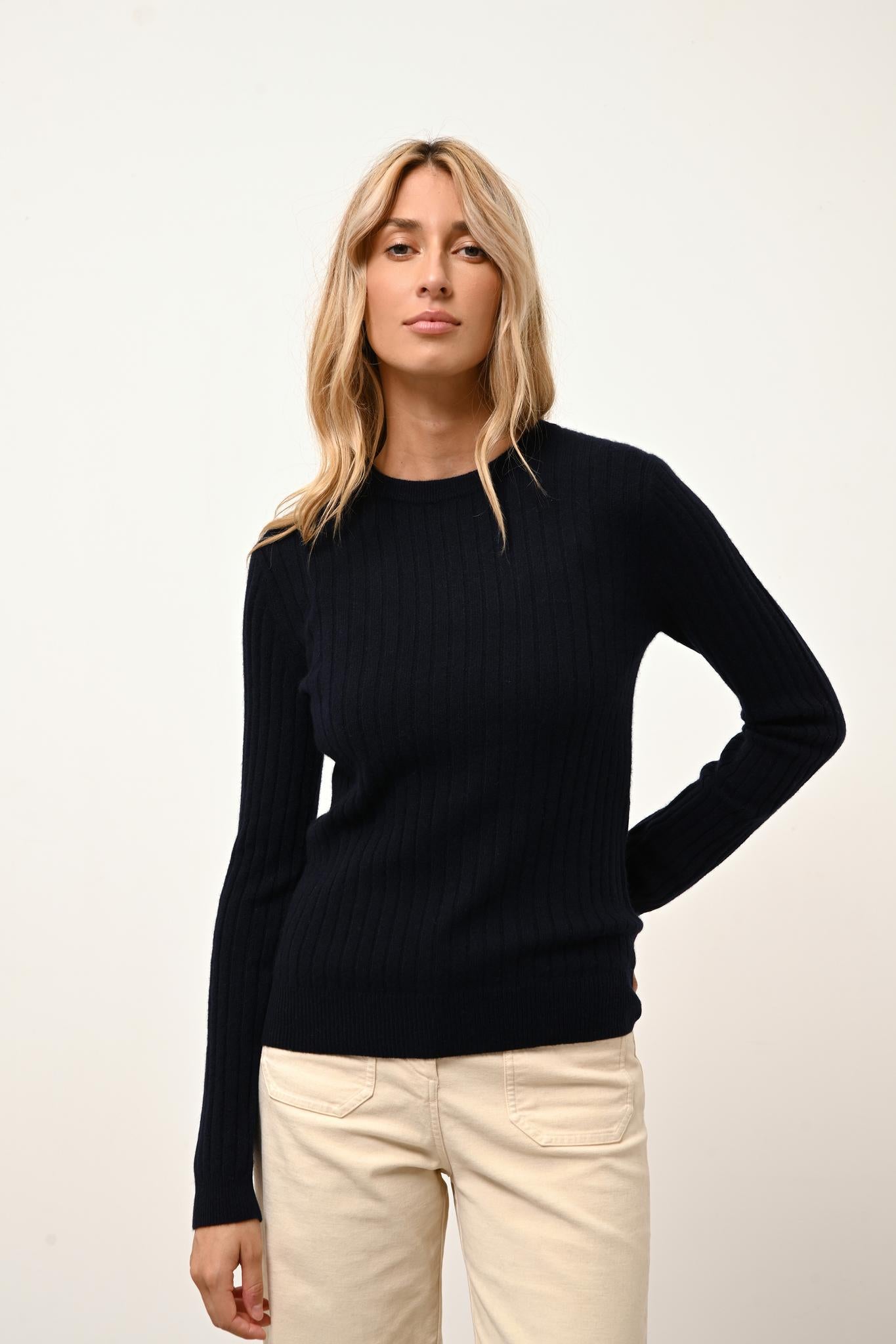 AVANA pull col rond navy