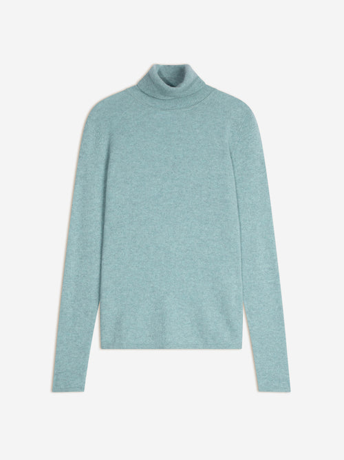 AVA pull col roulé aqua chiné