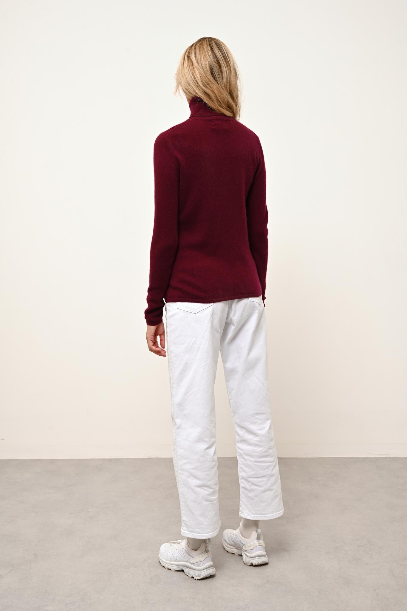 AVA pull col roulé bordeaux