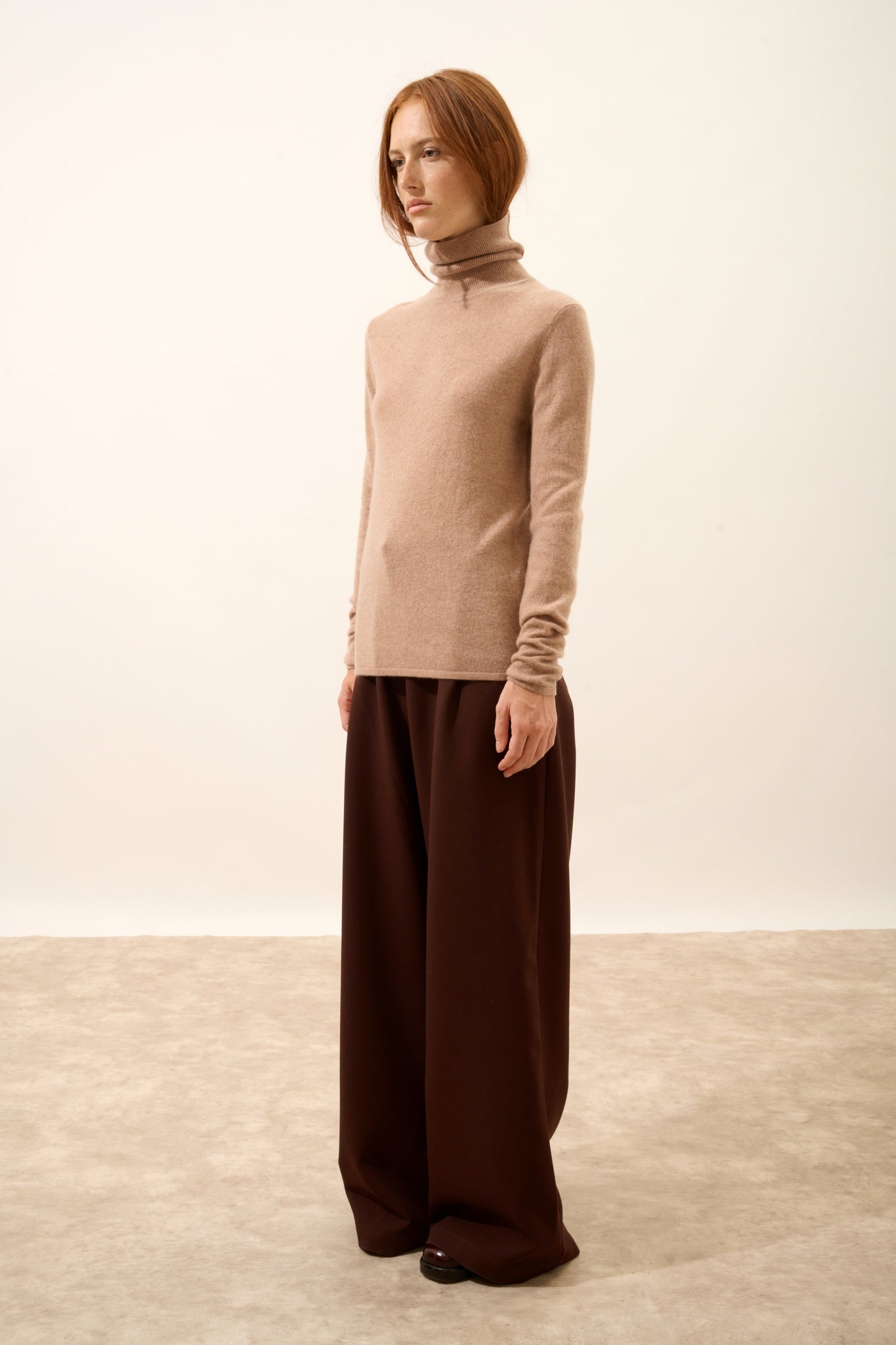 AVA camel mottled turtleneck sweater