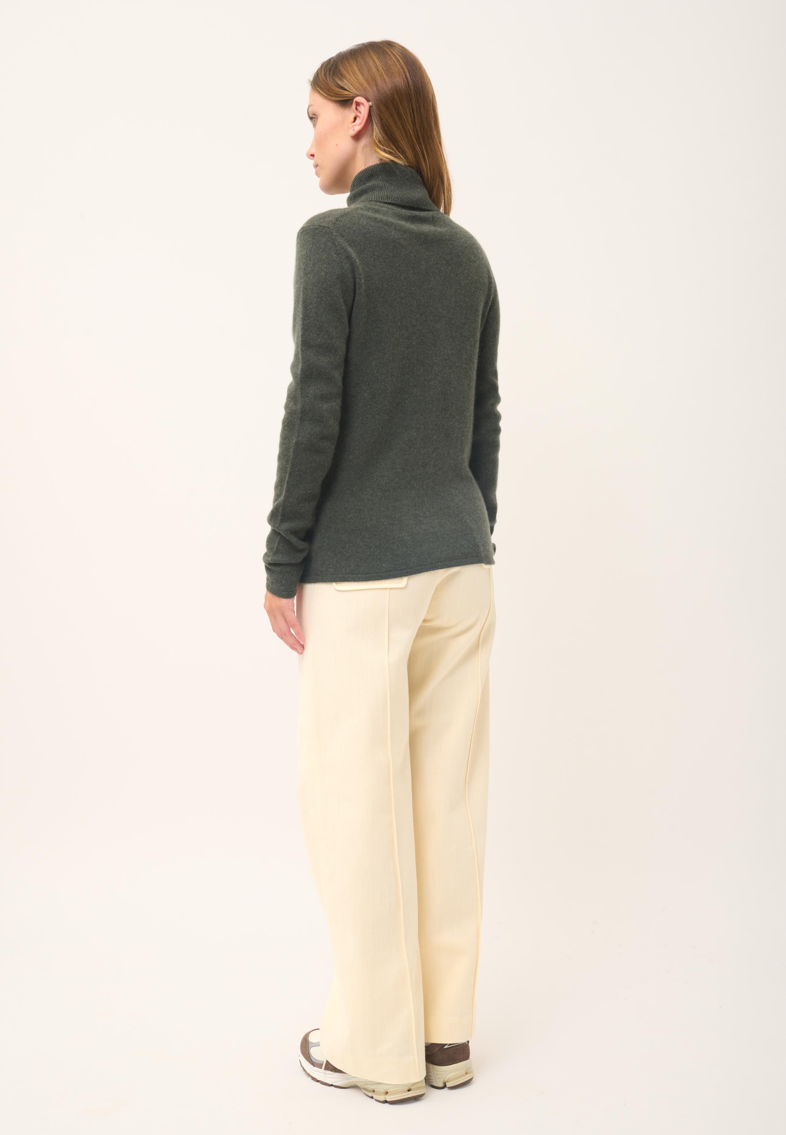 AVA pull col roulé kaki chiné