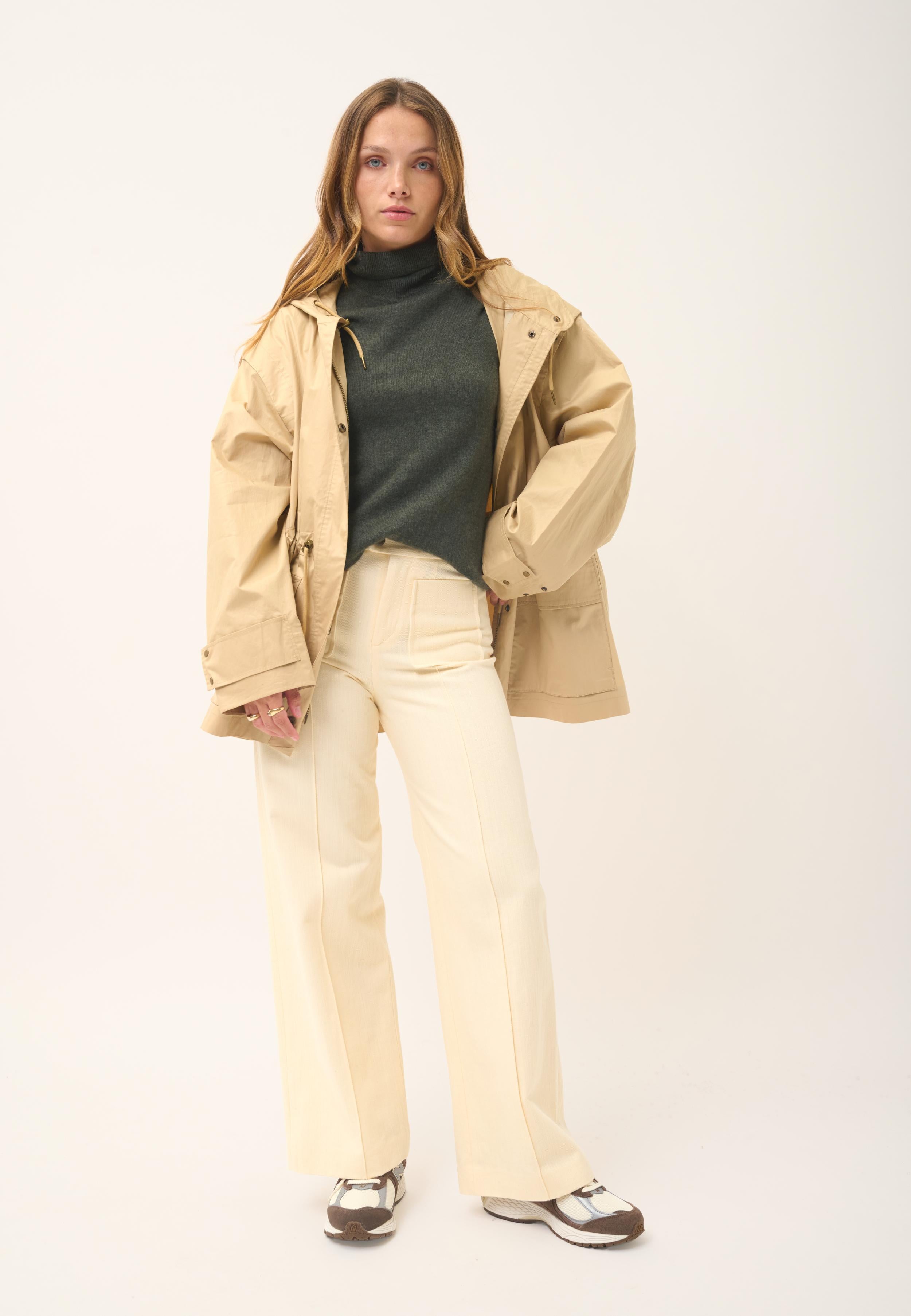 AVA pull col roulé kaki chiné