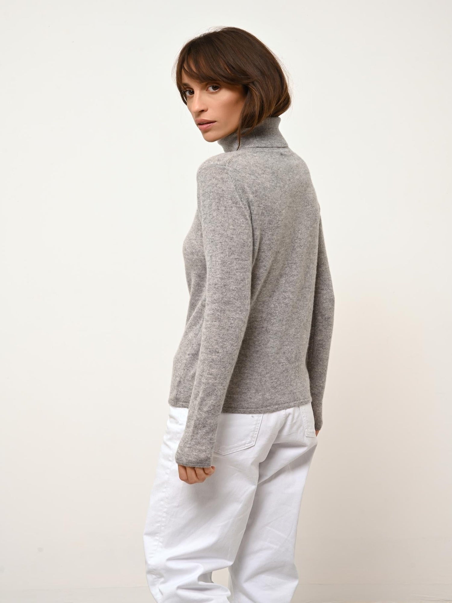 AVA pull col roulé nuage chiné