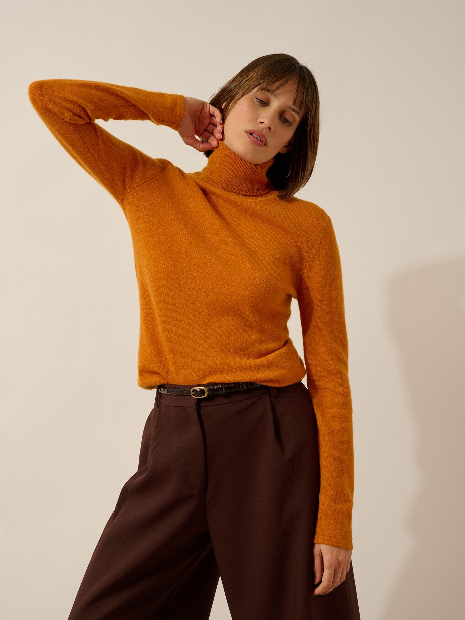 ava ochre turtleneck sweater
