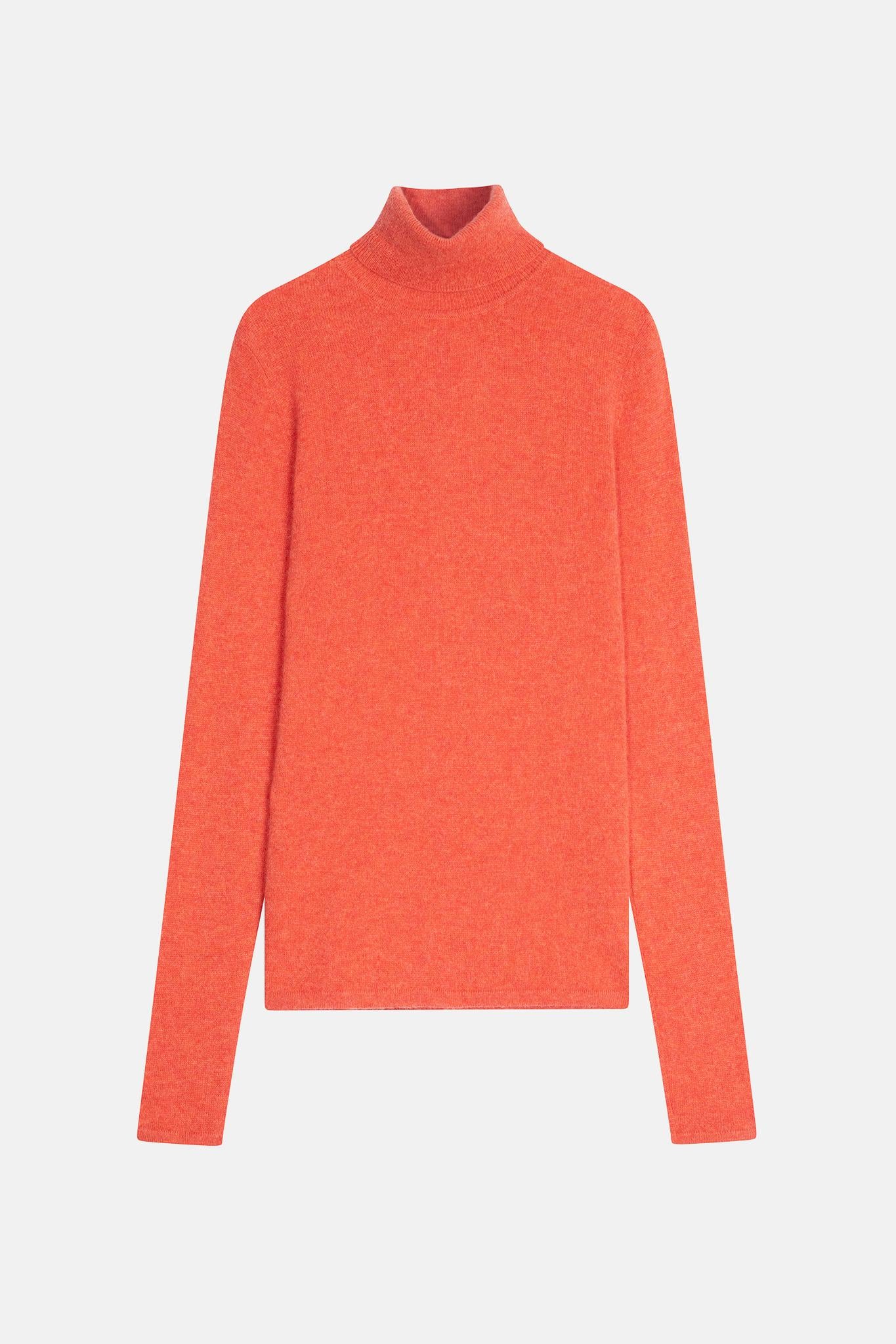 AVA pull col roulé orange chiné