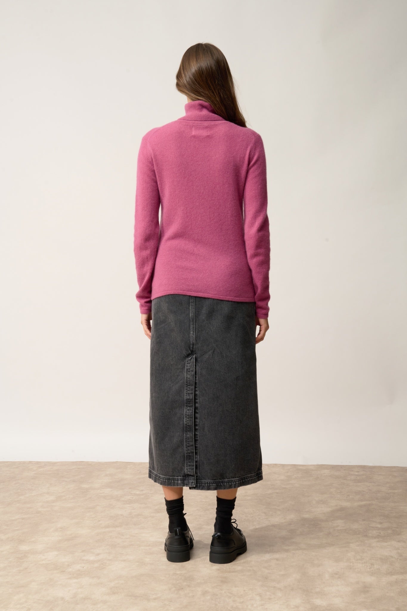 AVA pull col roulé orchidée