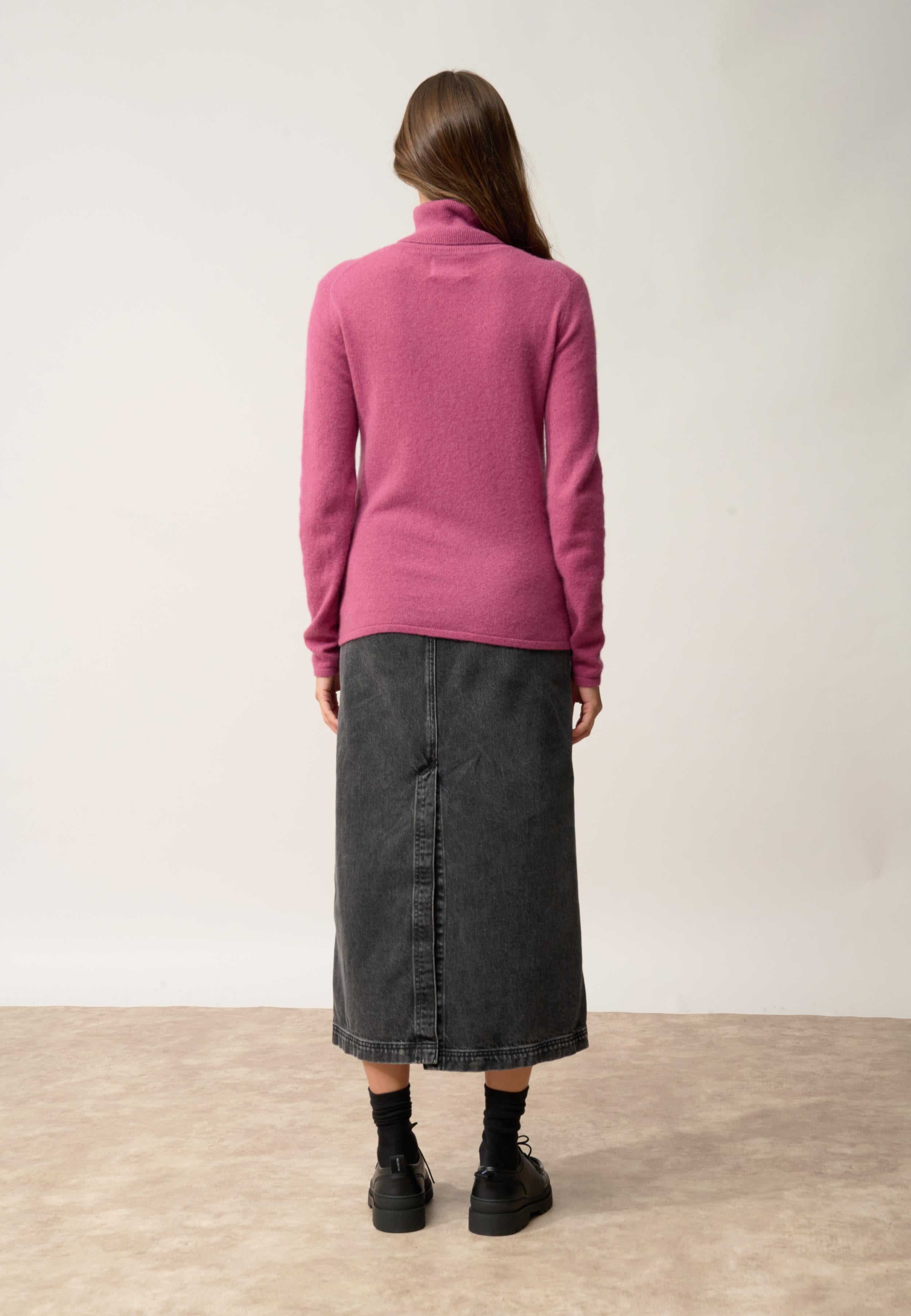 AVA pull col roulé orchidée