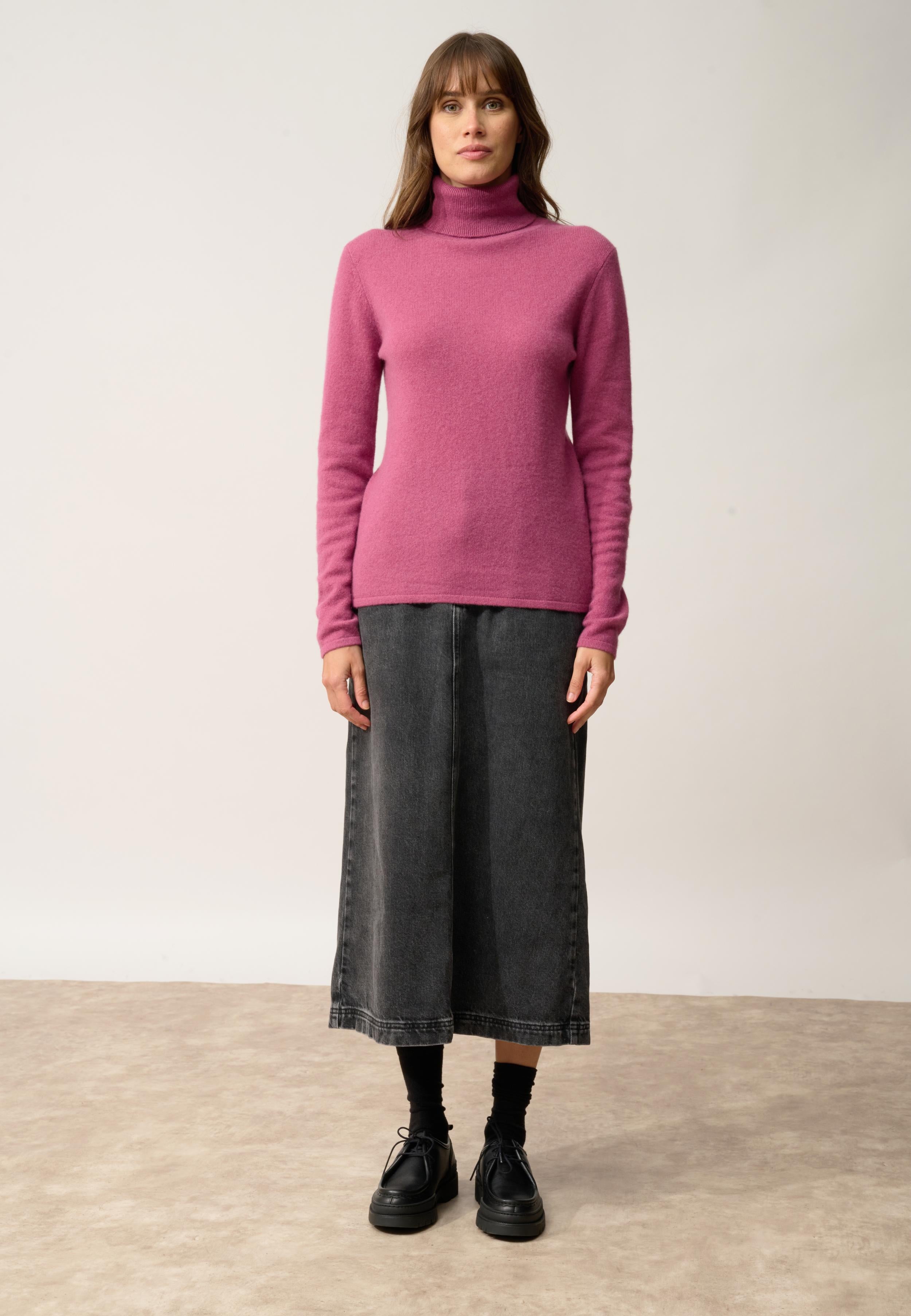 AVA pull col roulé orchidée