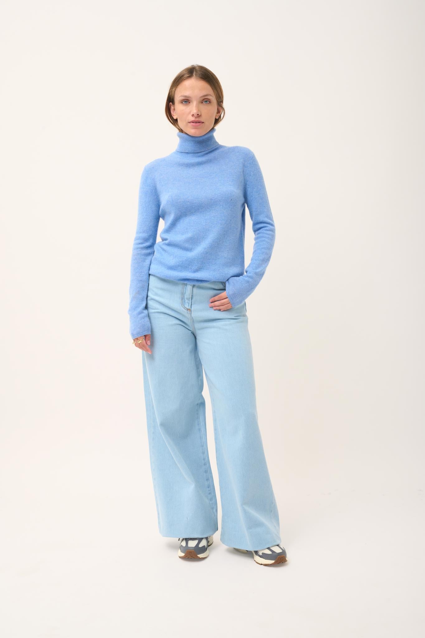 AVA pull col roulé sky