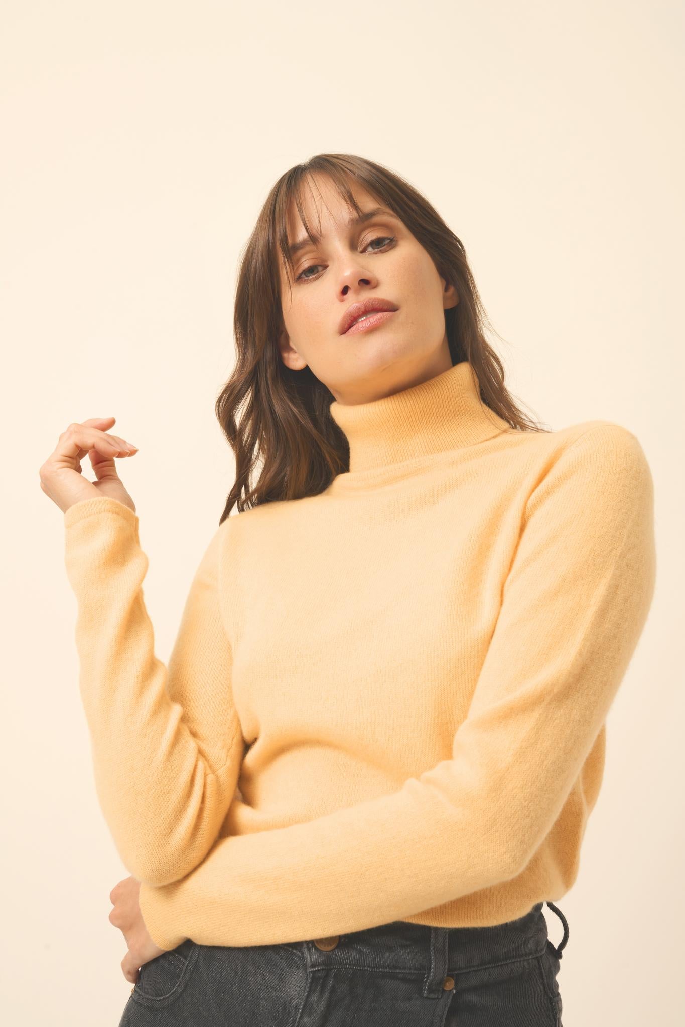 AVA pull col roulé vanille