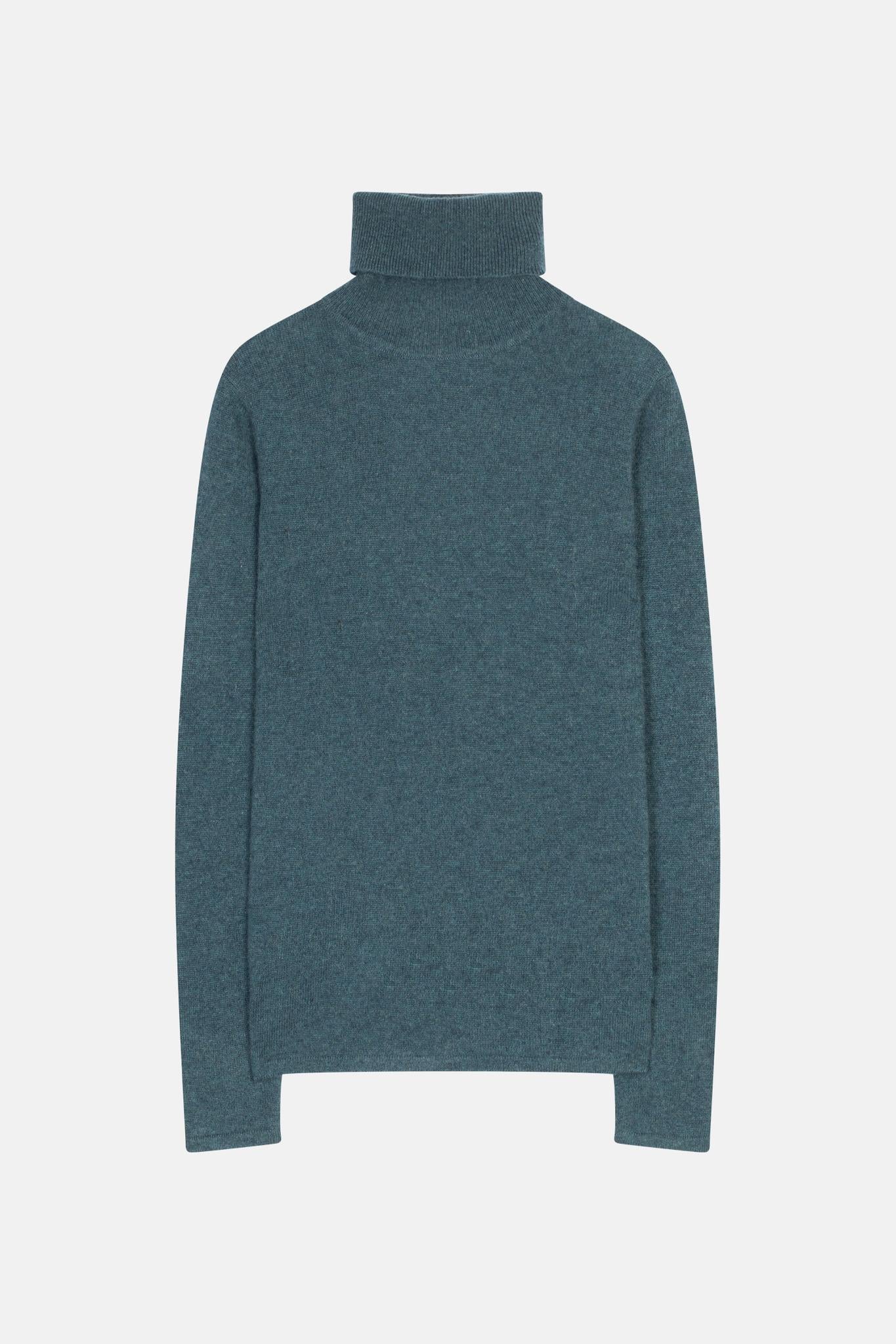 AVA pull col roulé vert canard chiné