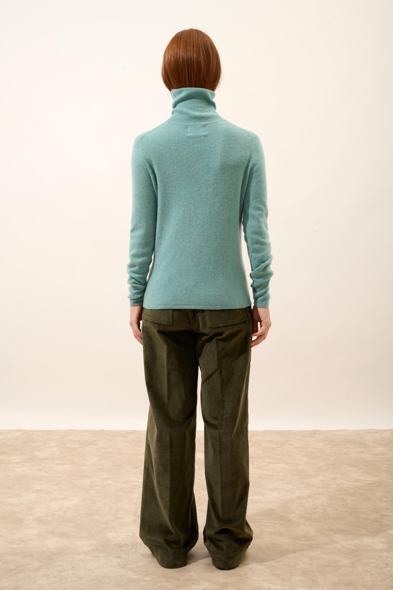 AVA mottled green turtleneck sweater