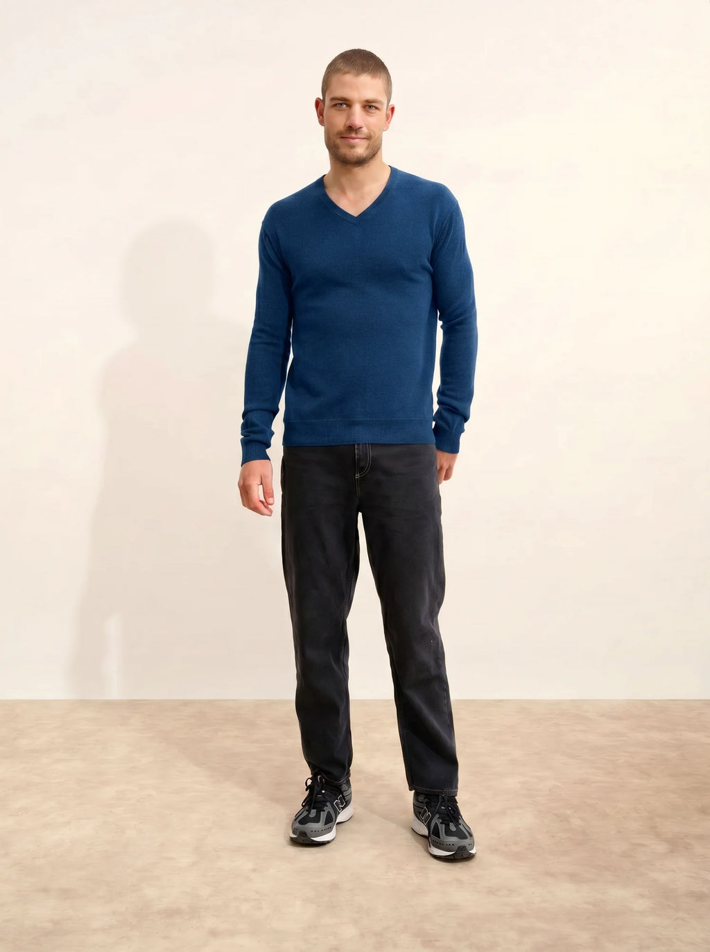 TOM Pull Col V Bleu Chiné