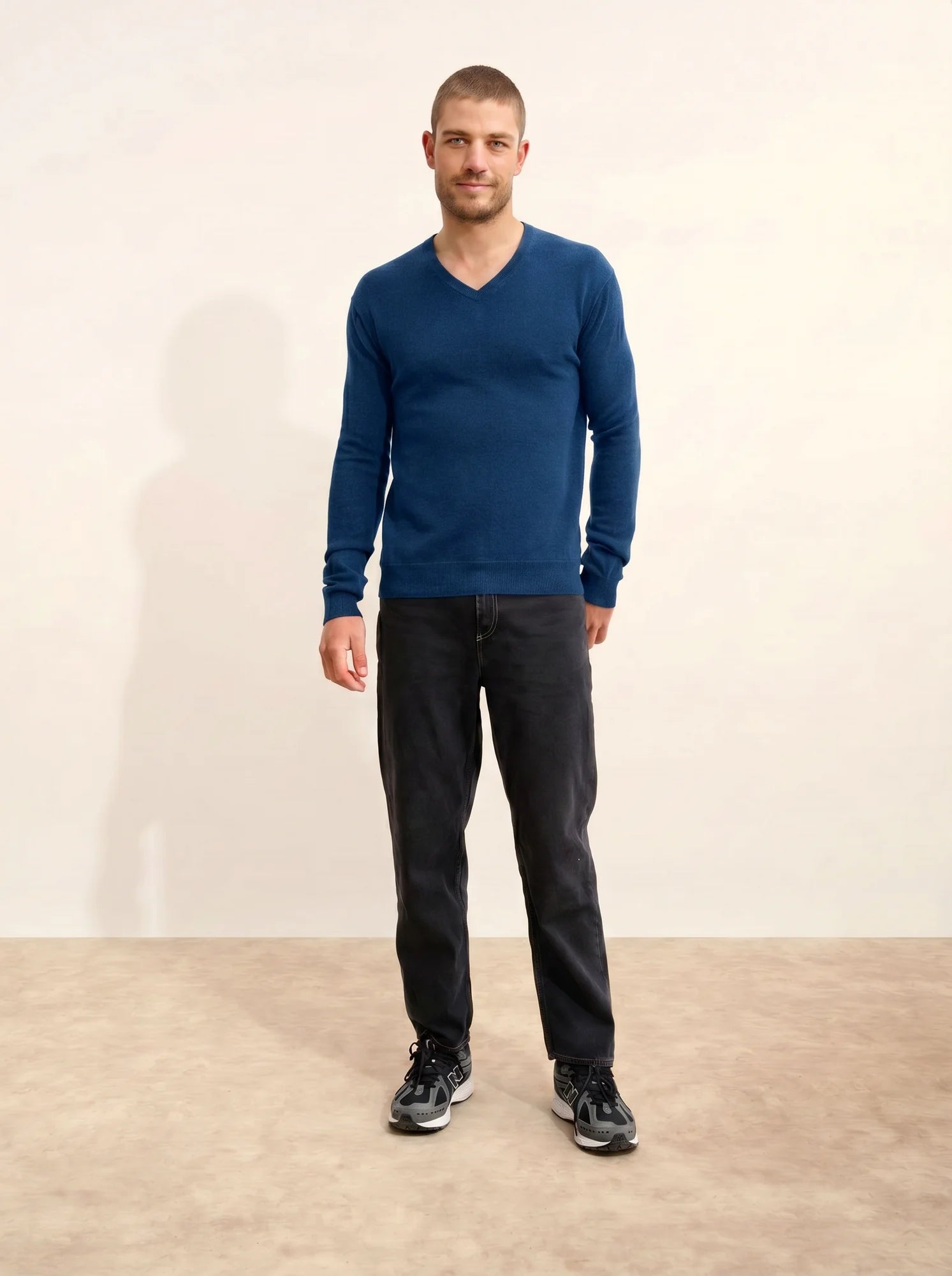 TOM Pull Col V Bleu Chiné