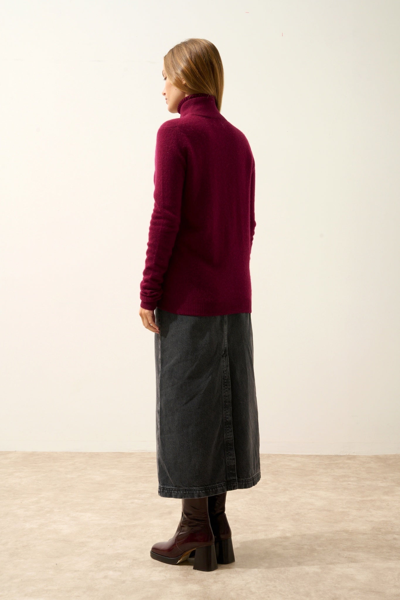 AYR burgundy high-neck cardigan