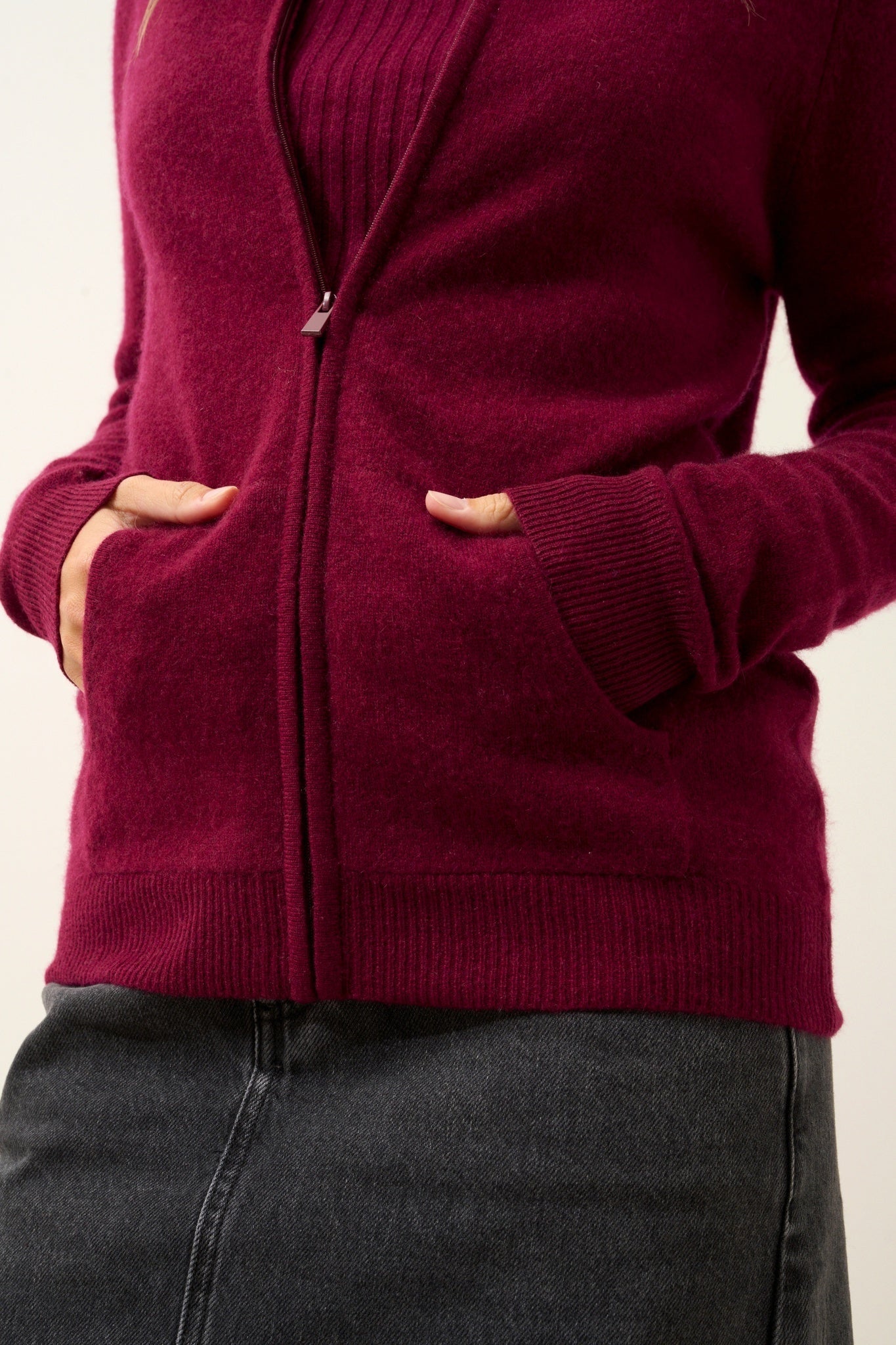 AYR burgundy high-neck cardigan