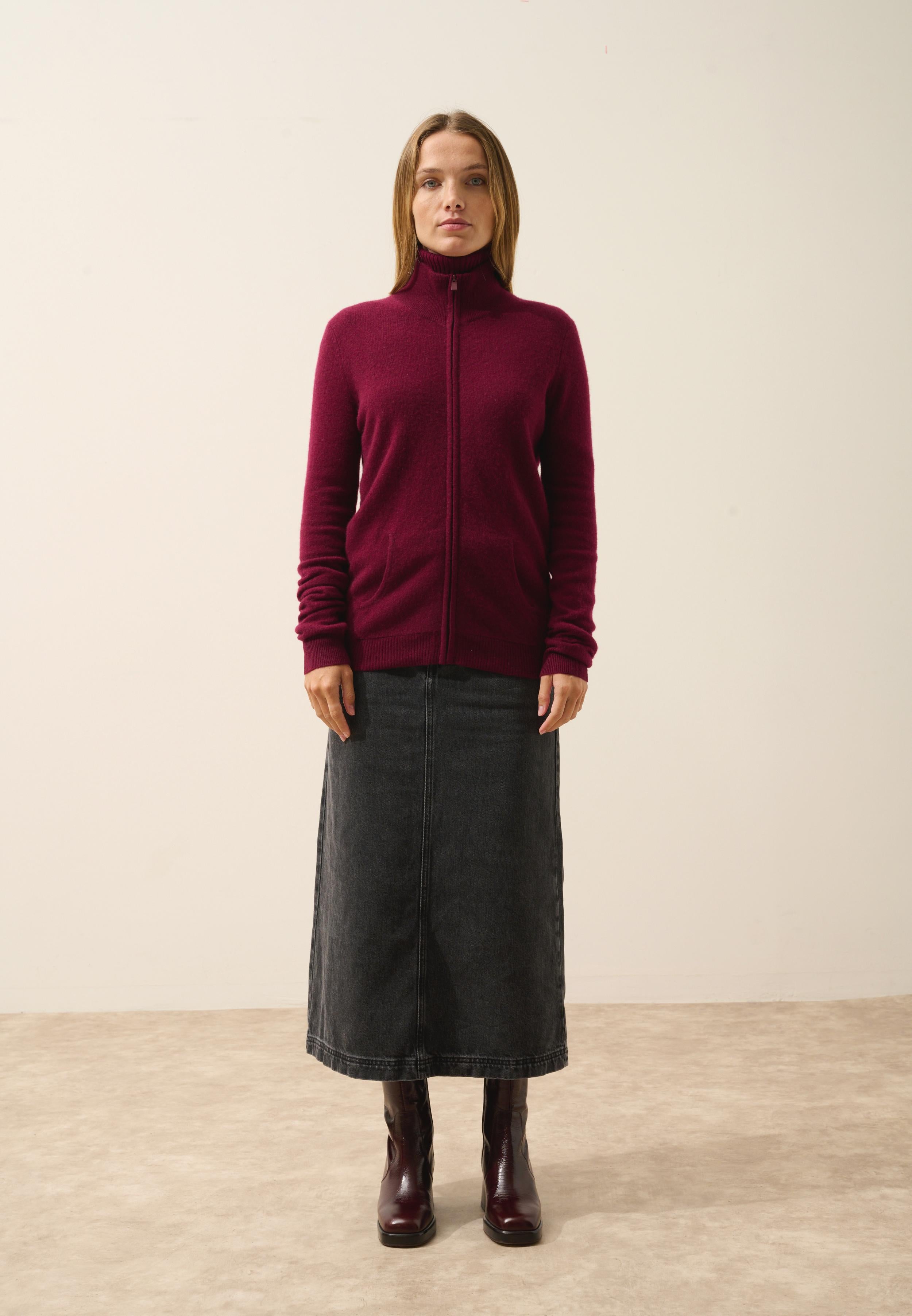 AYR gilet col montant bordeaux