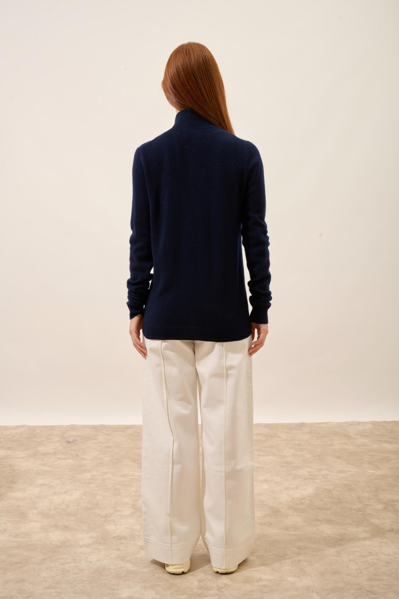 AYR stand-up collar cardigan navy
