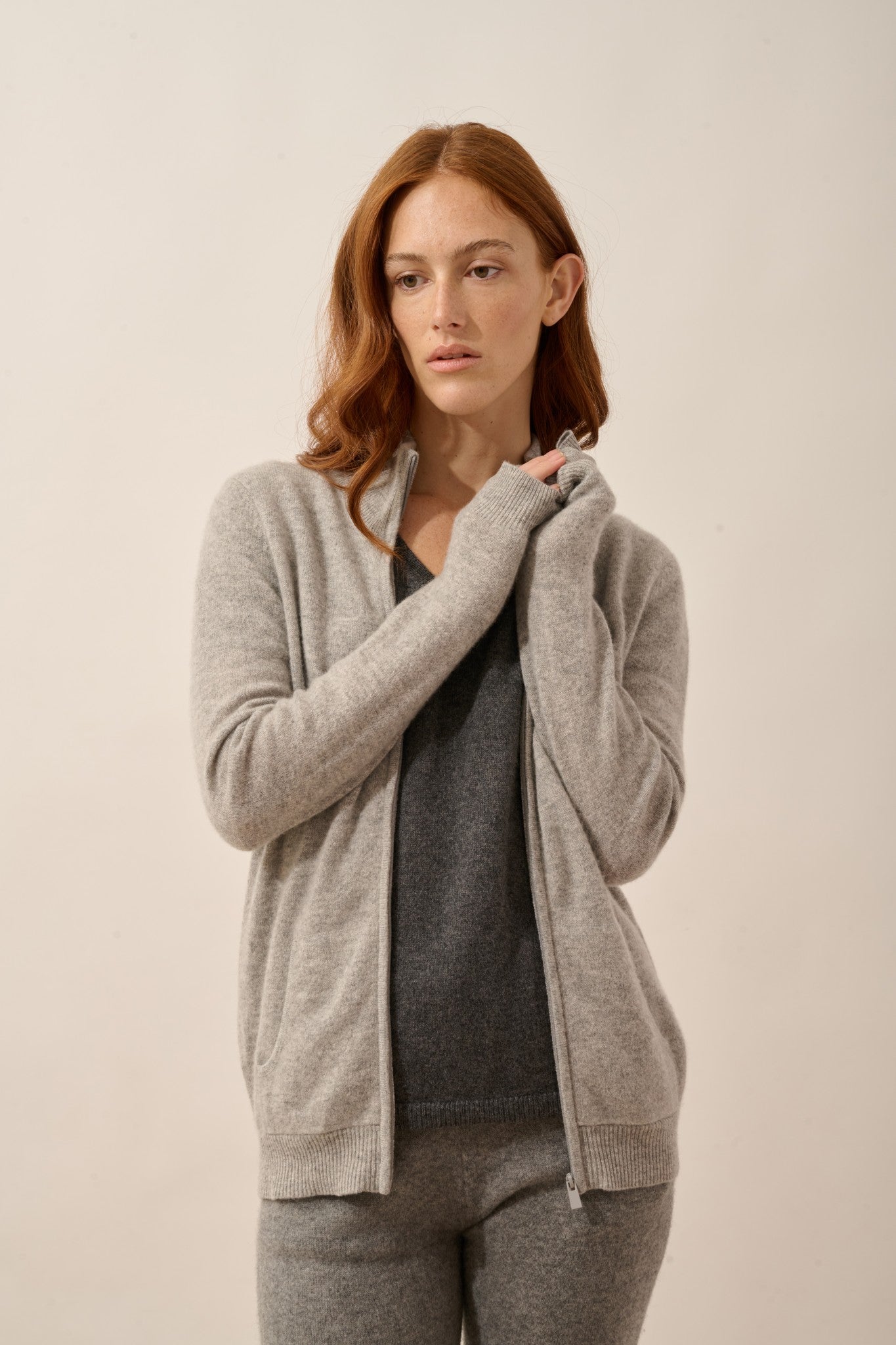 ayr gilet col montant nuage chiné