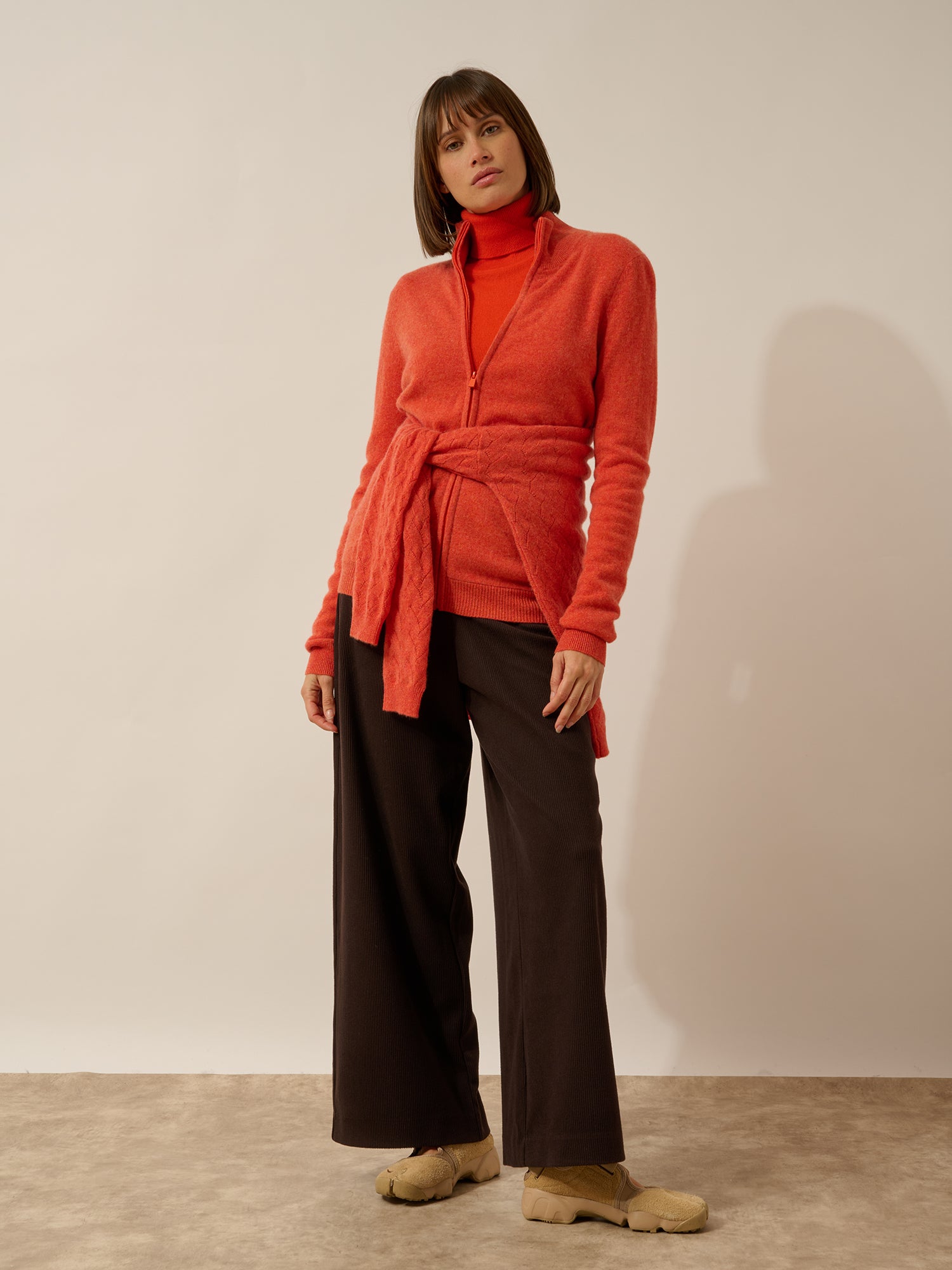 AYR gilet col montant orange chiné