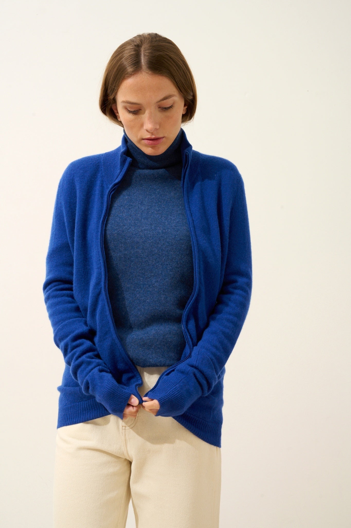 AYR ultramarine high-neck cardigan
