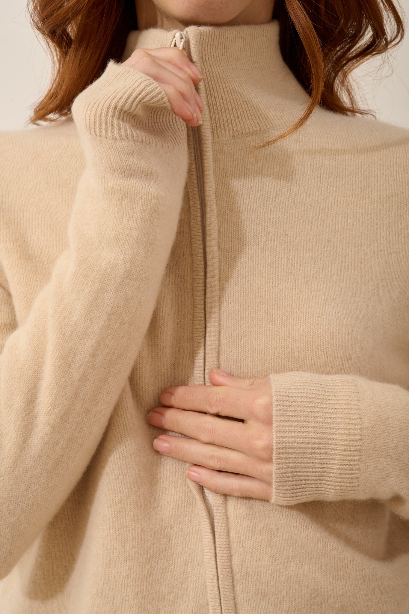 ayr gilet col montant sable