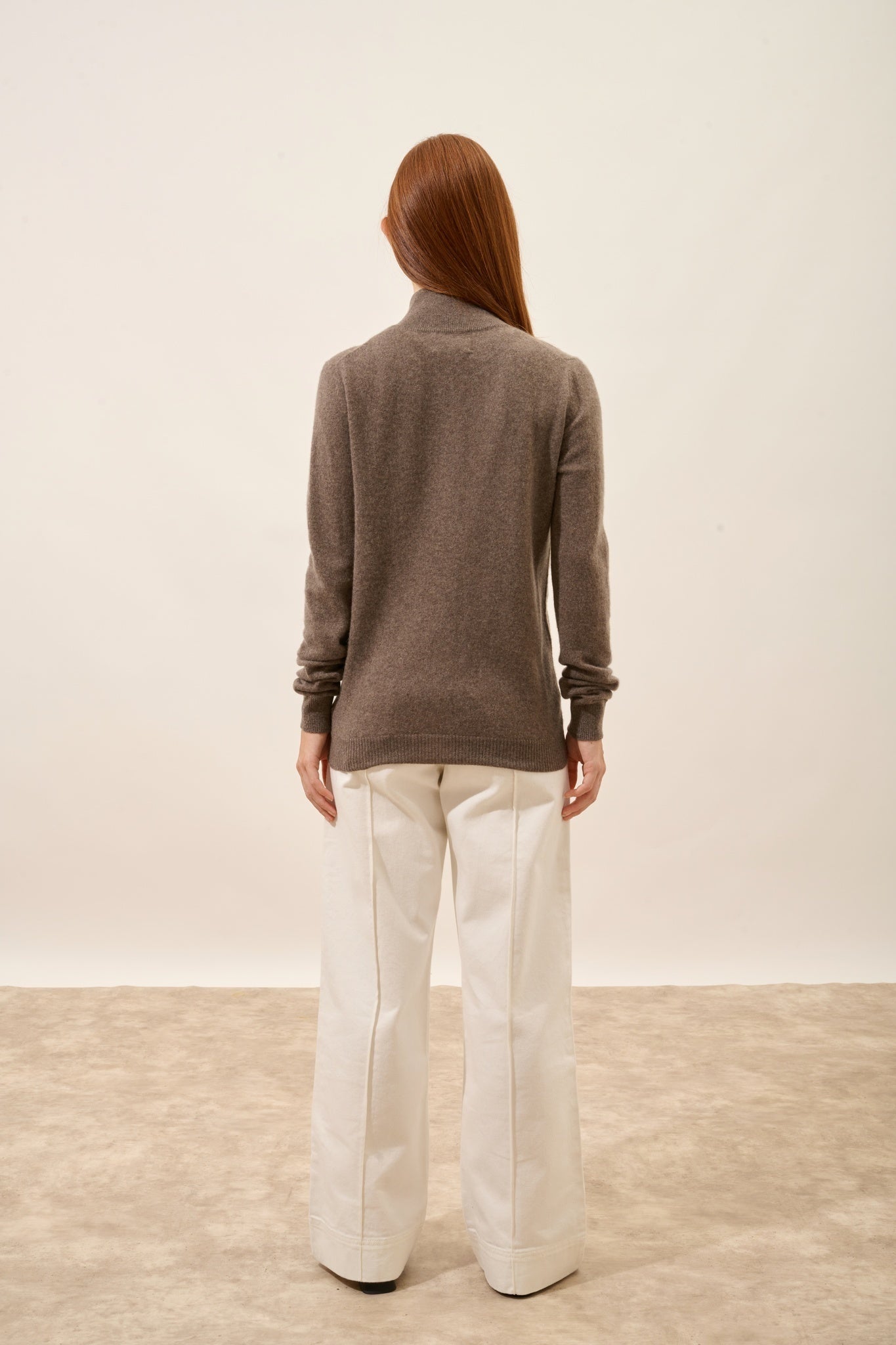 AYR taupe mottled stand-up collar cardigan