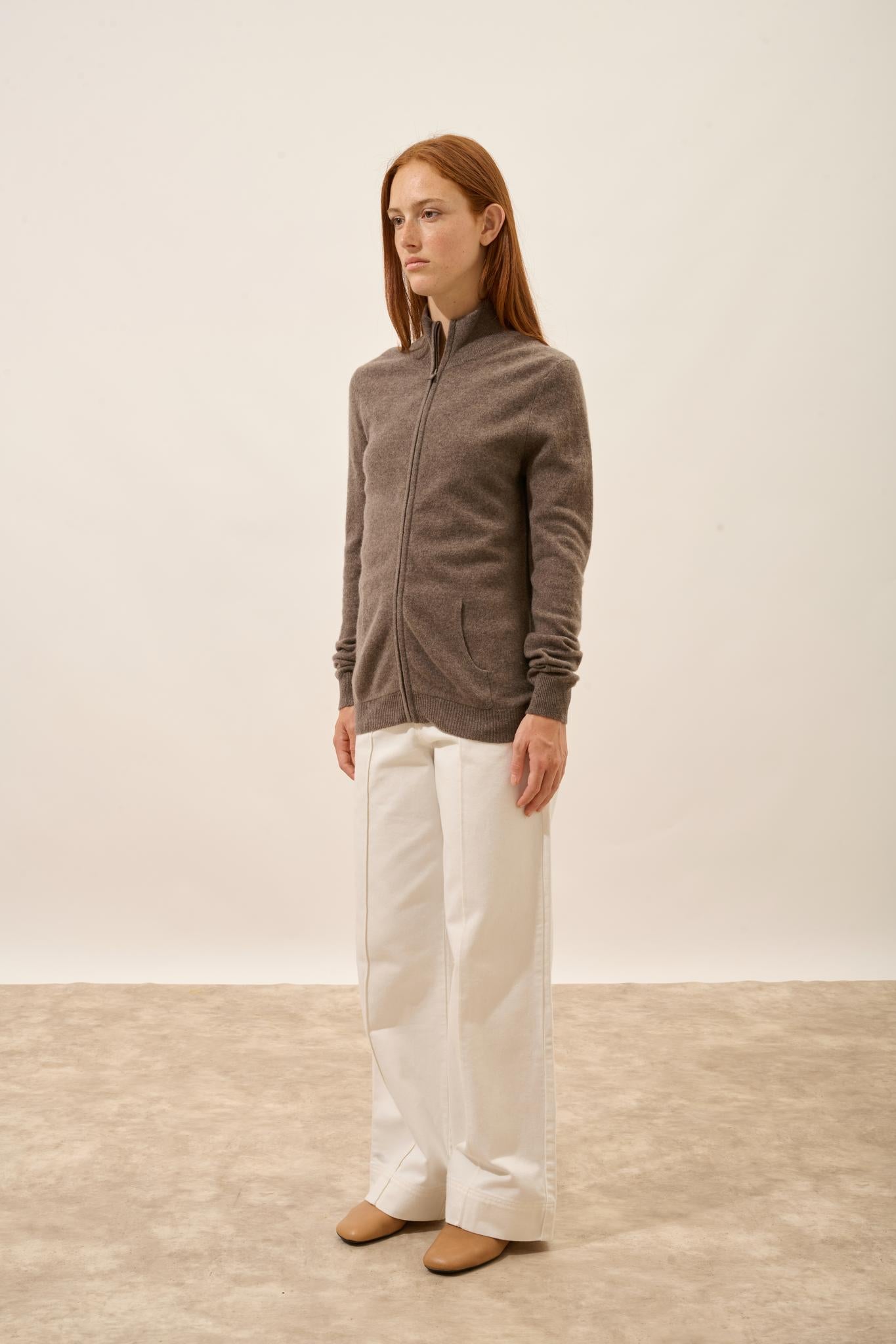 AYR gilet col montant taupe chiné