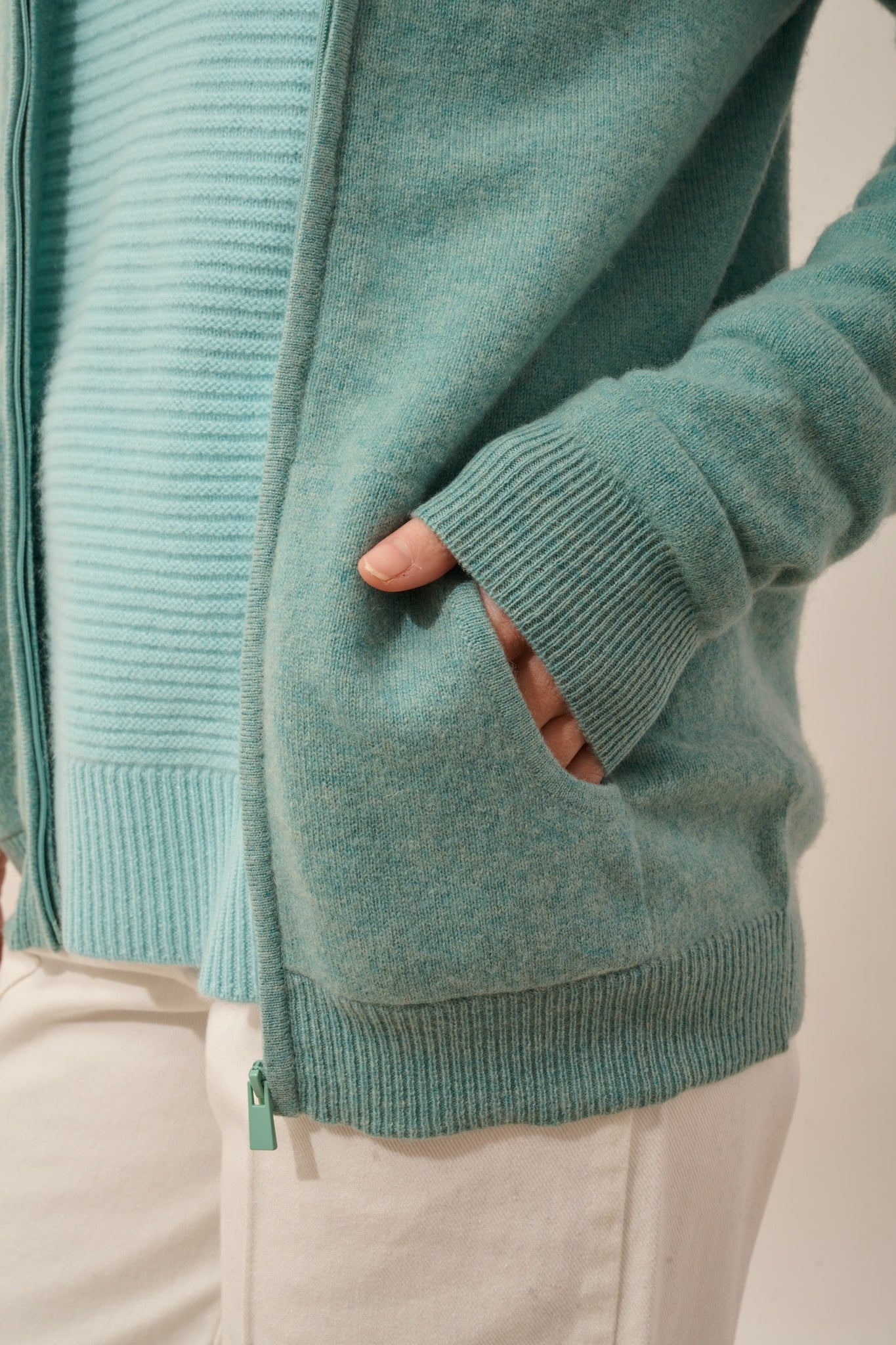 AYR gilet col montant vert chiné